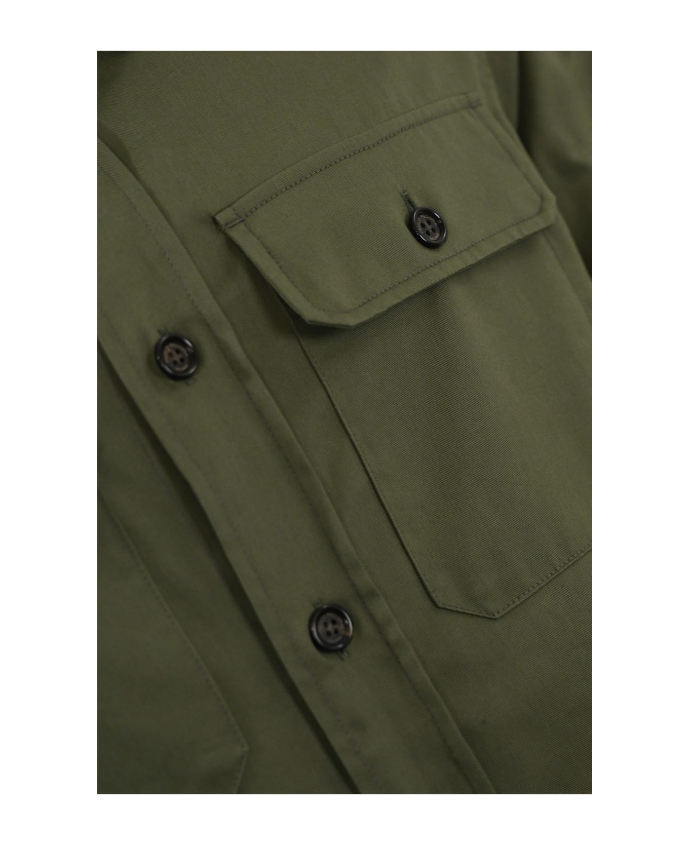 Paolo Pecora Overshirt In Mixed Cotton Fabric - Green