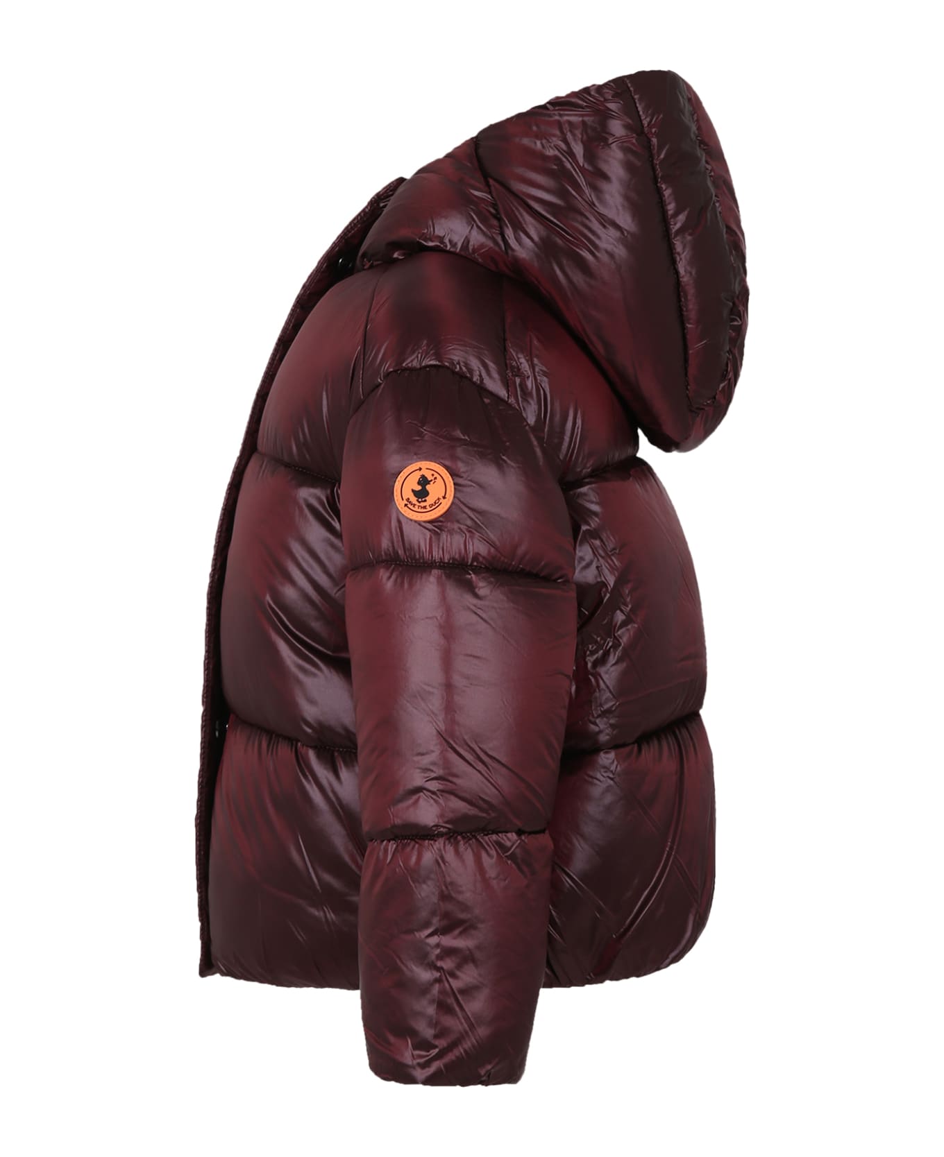 Save the Duck Burgundy Ili Down Jacket For Girl With Logo - Bordeaux