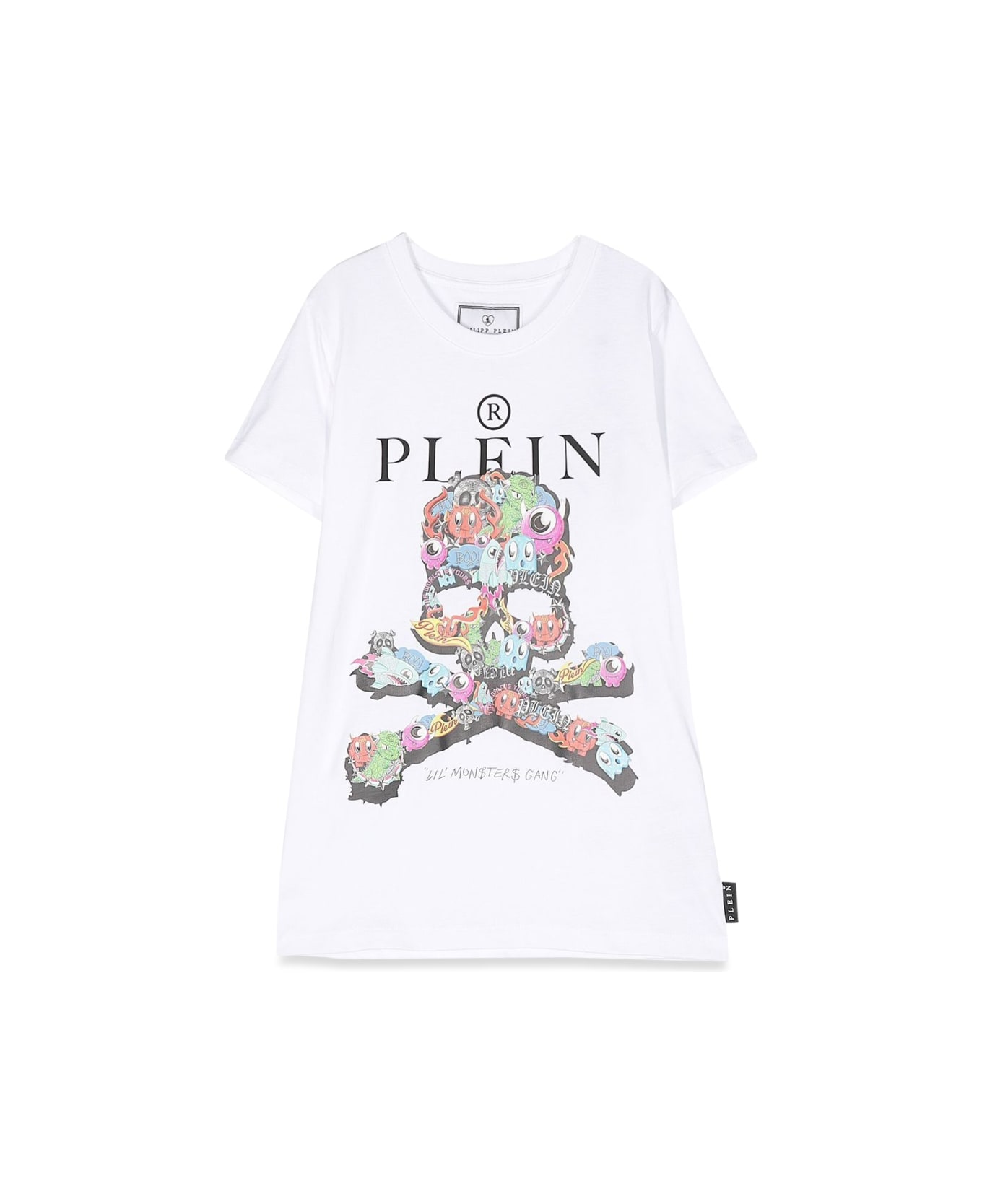 Philipp Plein Junior Maxi T-shirt Skull - WHITE