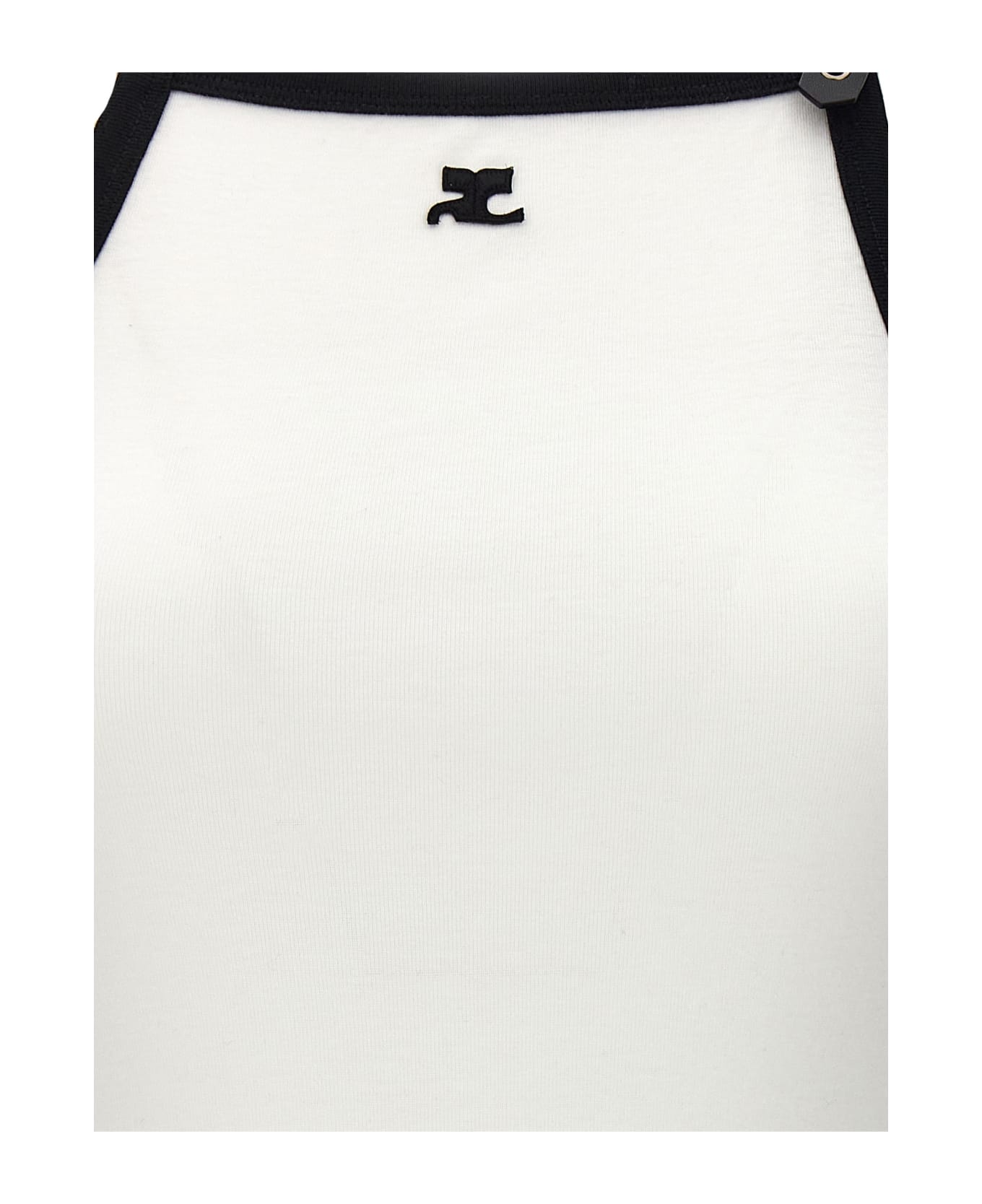 Courrèges 'buckle Contrast' Dress - White/Black ワンピース＆ドレス
