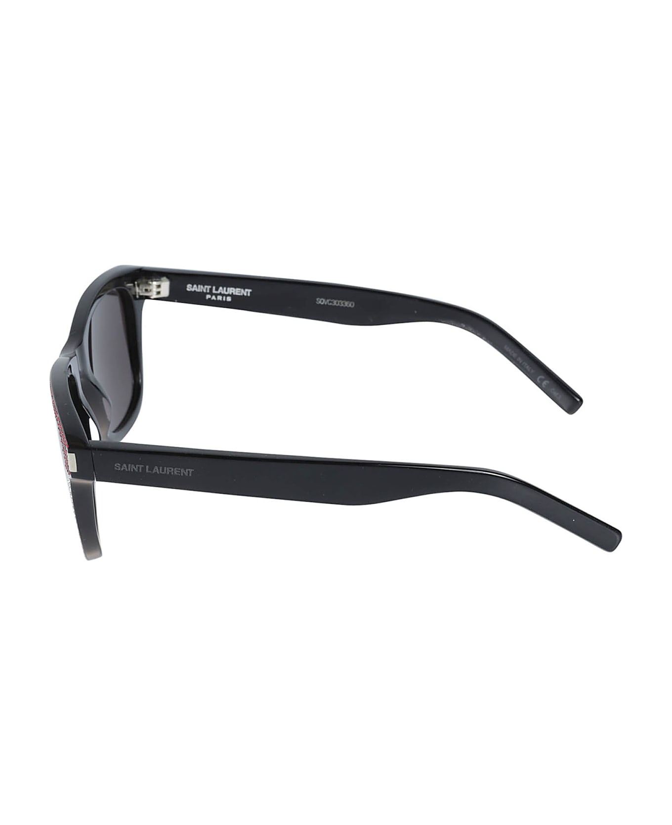 Saint Laurent Eyewear Square Frame Studded visor Sunglasses - Black/Grey