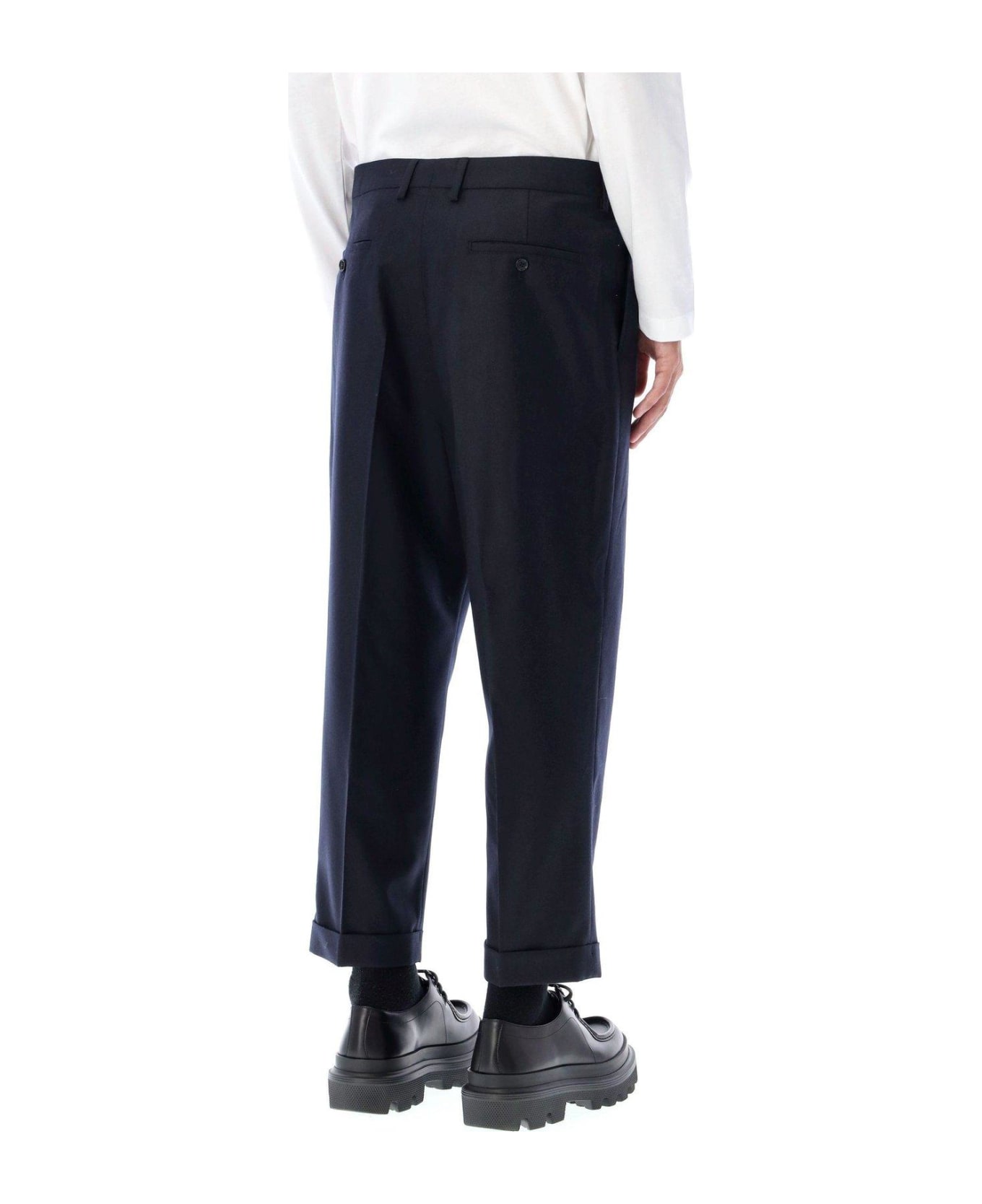 Ami Alexandre Mattiussi Pleated Carrot Fit Trousers - Blue ボトムス