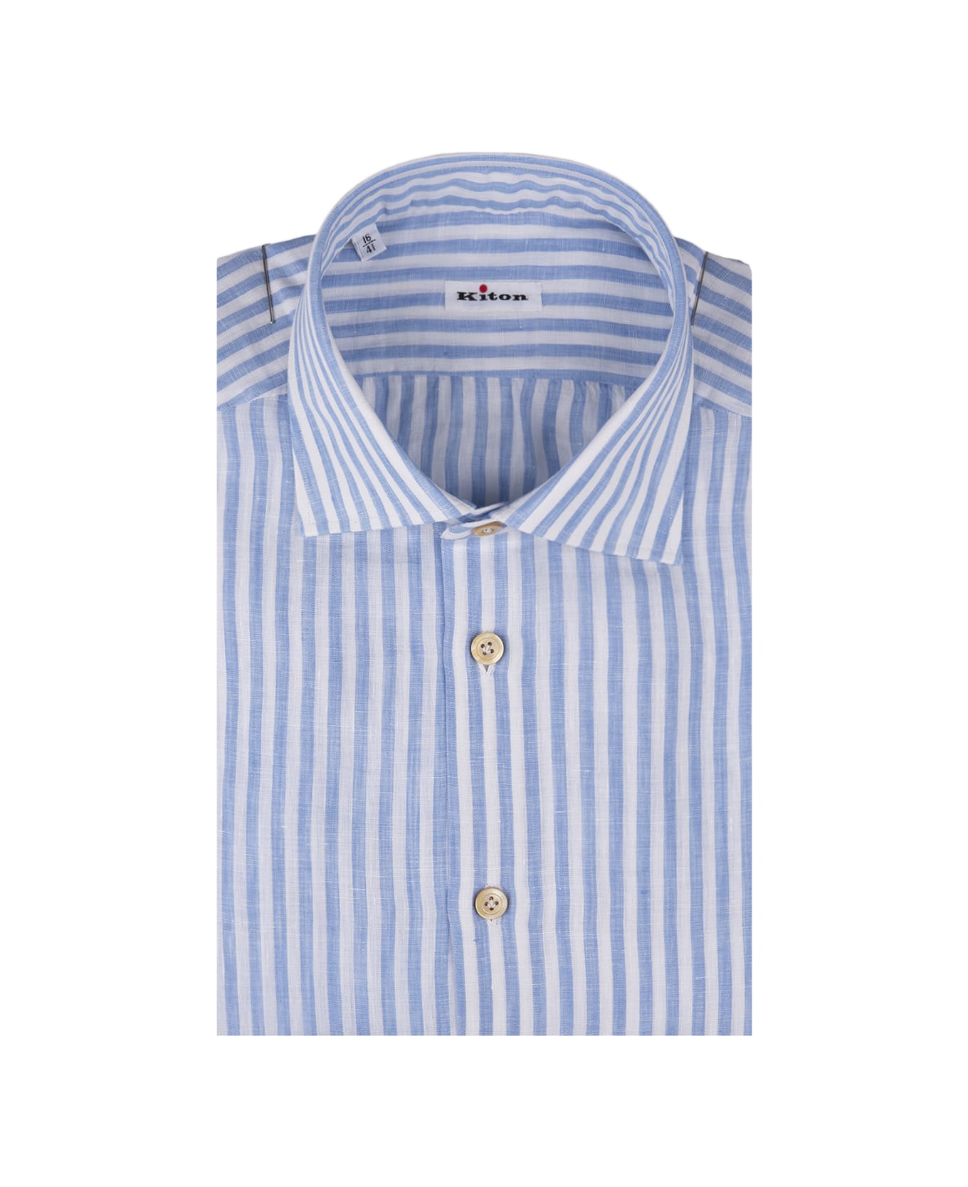 Kiton Light Blue Striped Linen Shirt - Blue シャツ