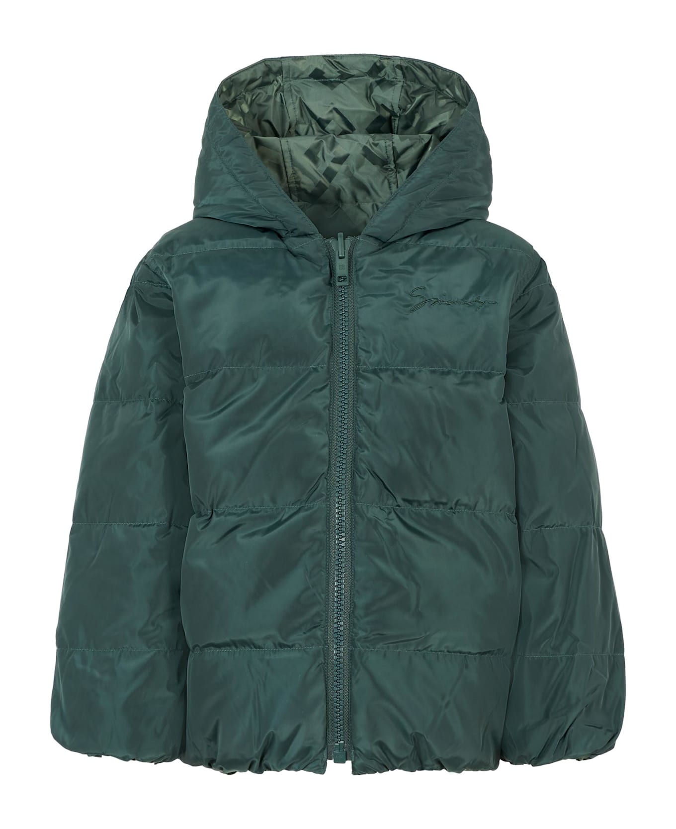 Givenchy Green Down Jacket For Kids With 4g Motif - Green
