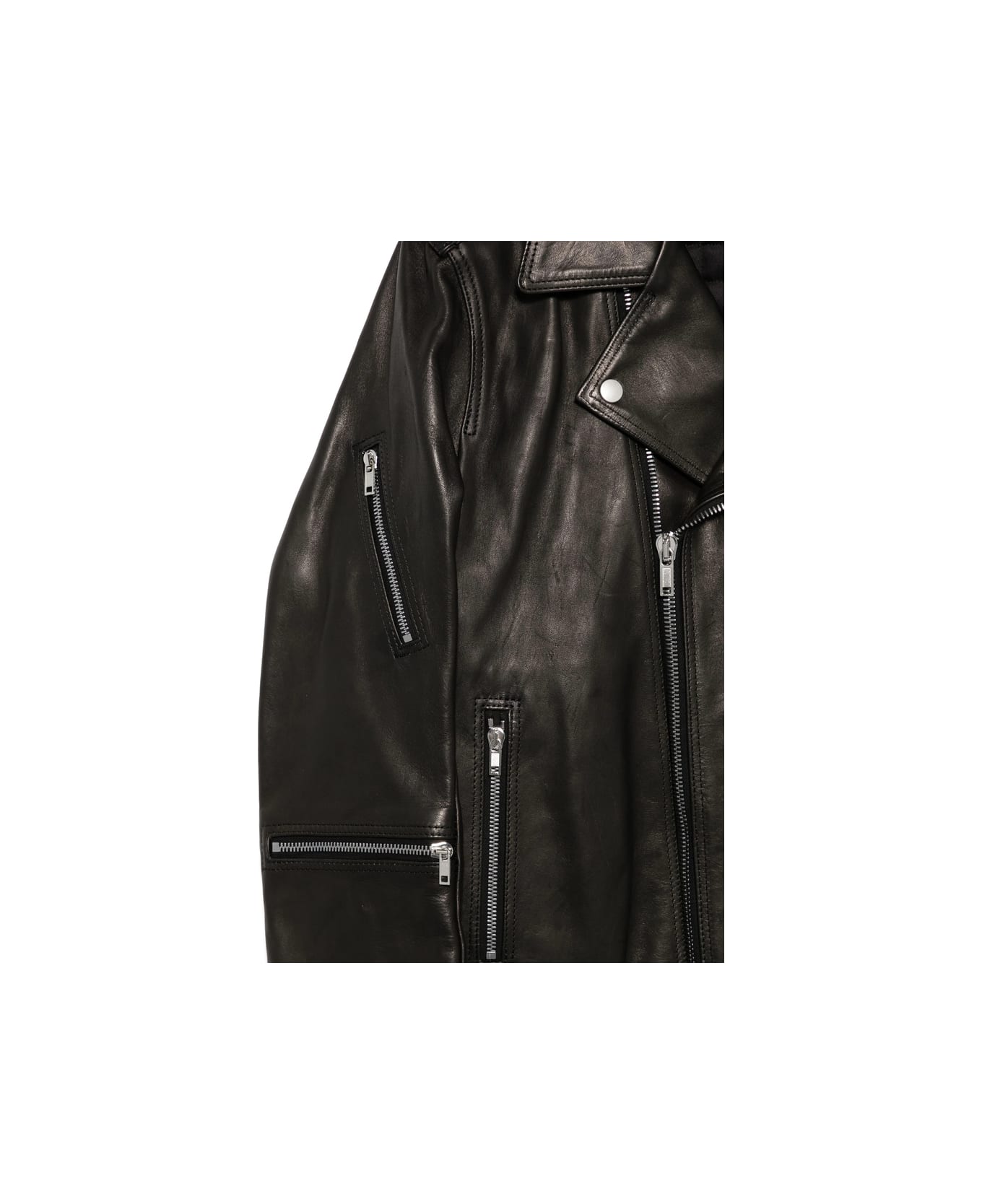 Rick Owens Leather Outerwear - BLACK
