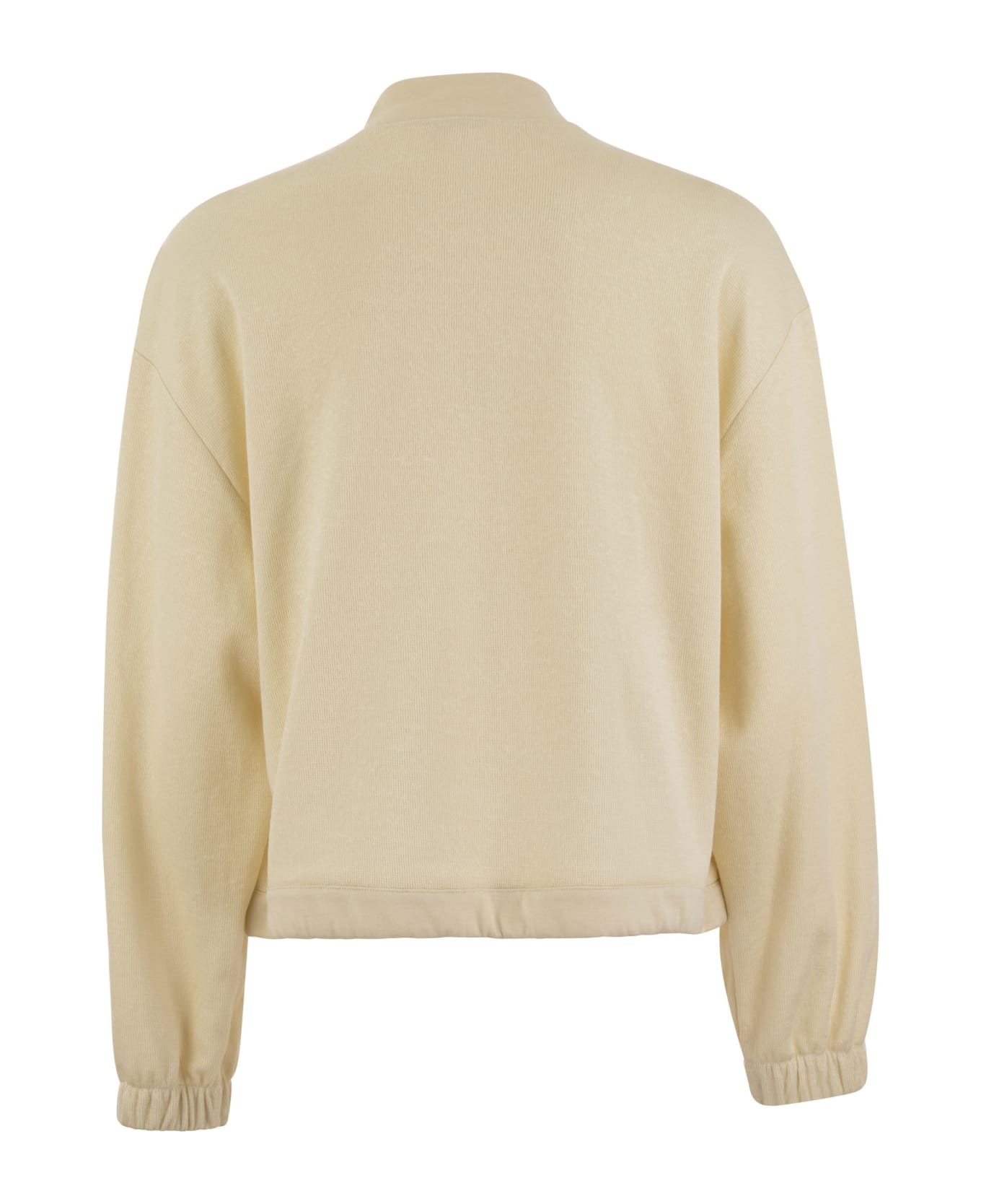 Peserico Cotton And Linen Zipped Sweatshirt - Cream