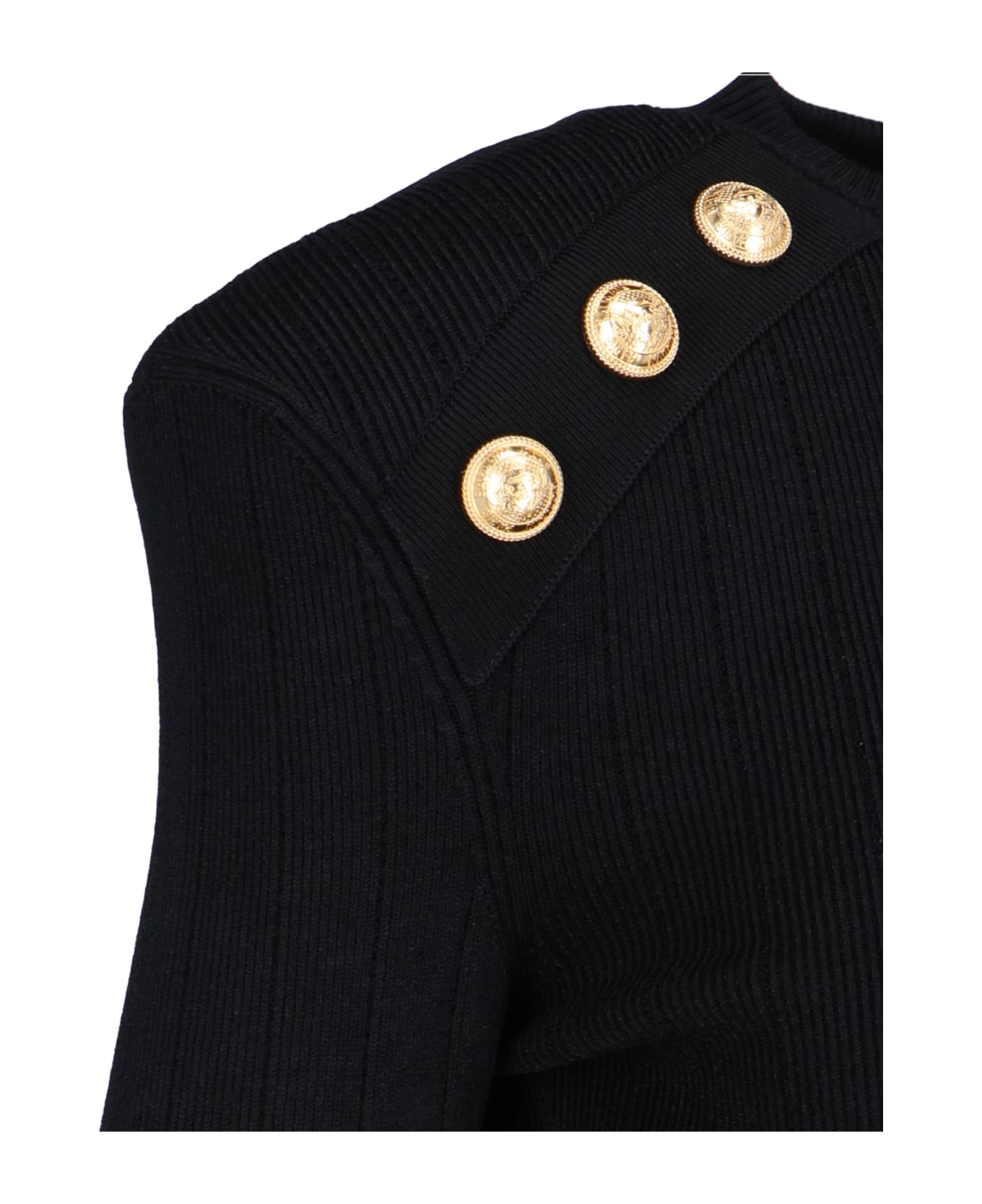 Balmain Gold Button Top - Black  