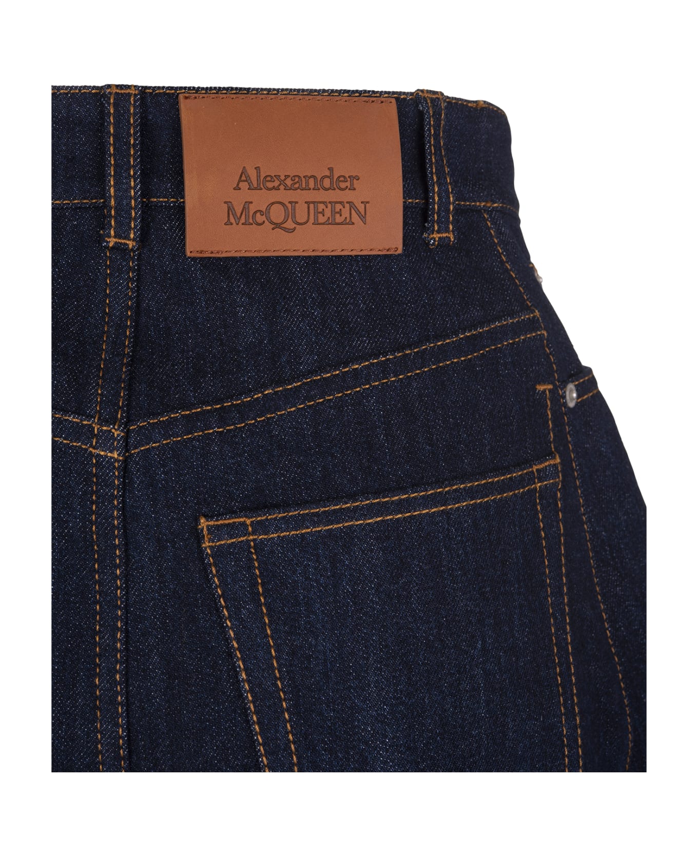 Alexander McQueen Woman Denim Trompe L Oeil Shorts In Washed Blue - Blu