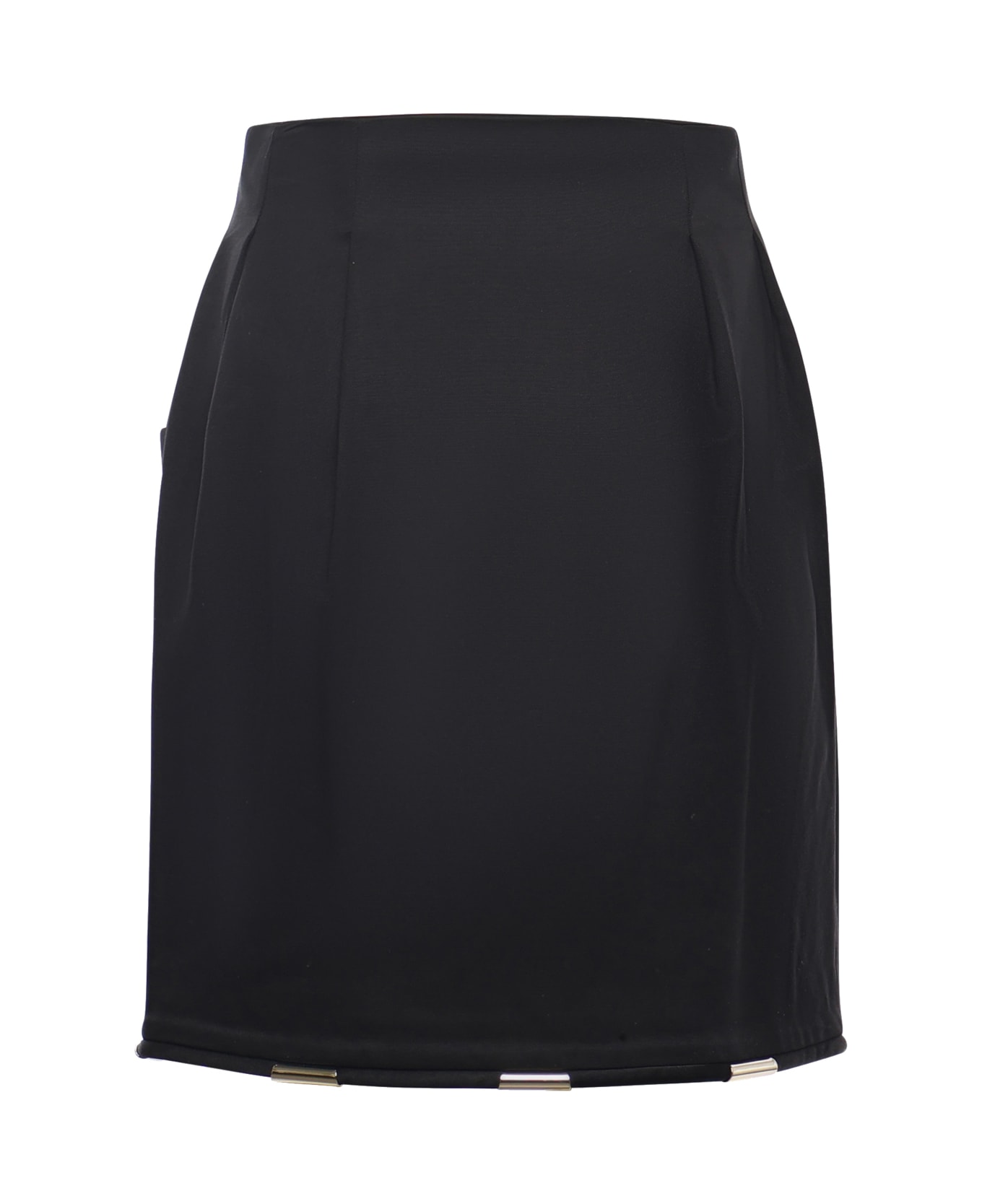 Genny Wrap Mini Skirt With Metallic Details - Black