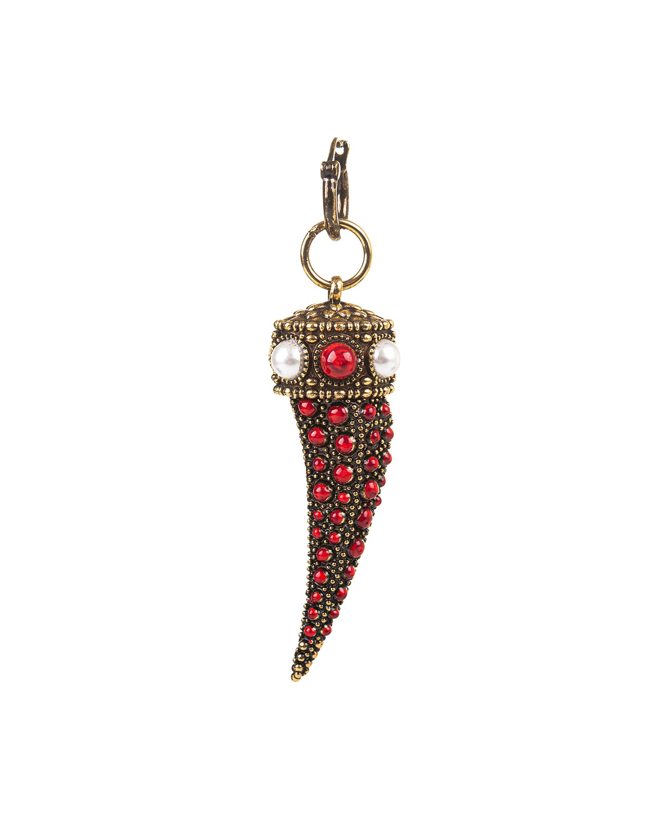 Roberto Cavalli Pendant Earrings With Coral Stones - Gold
