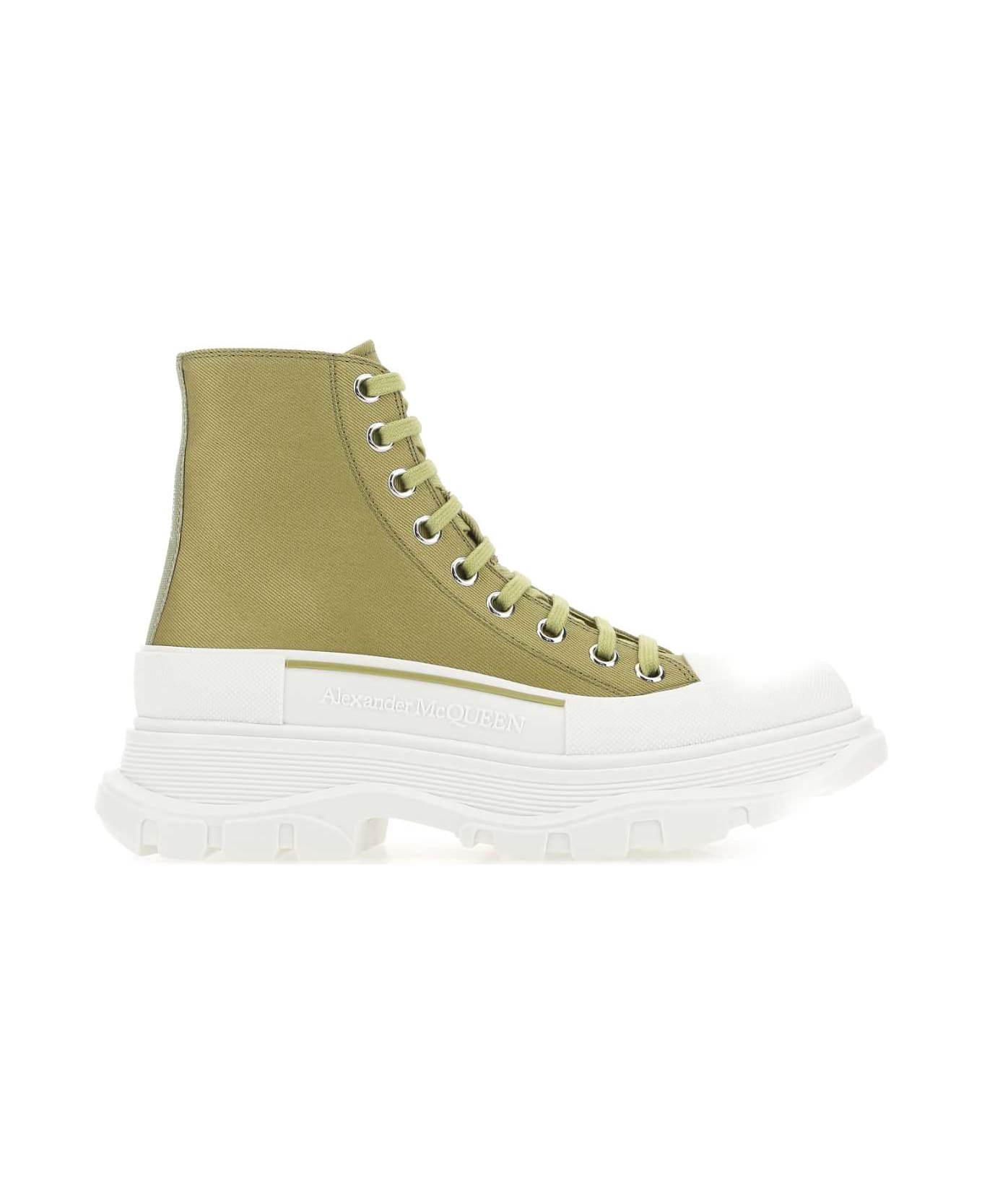 Alexander McQueen Olive Green Canvas Tread Slick Sneakers - 3809