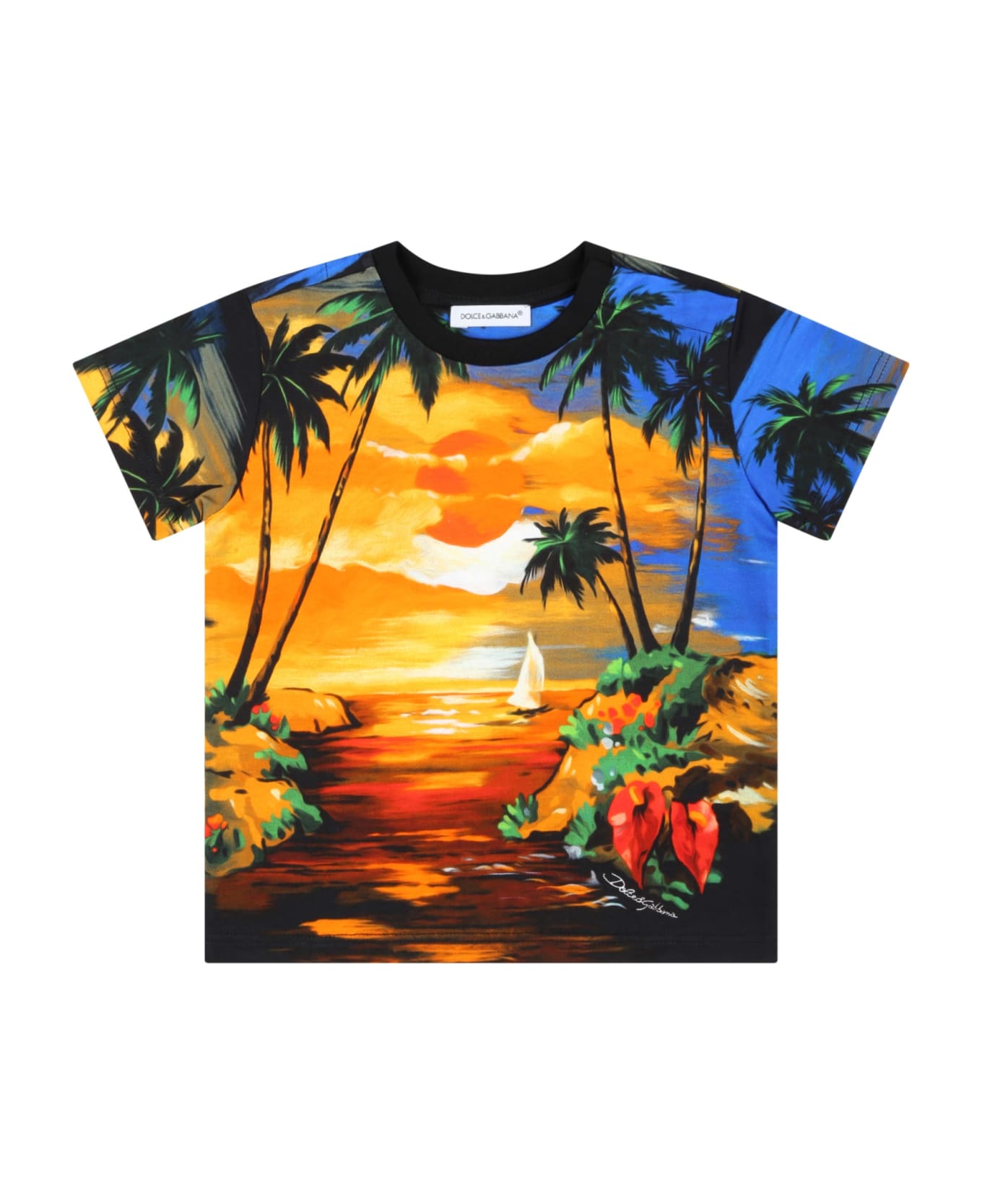 Dolce & Gabbana Multicolor T-shirt For Baby Boy With Sunset - Multicolor