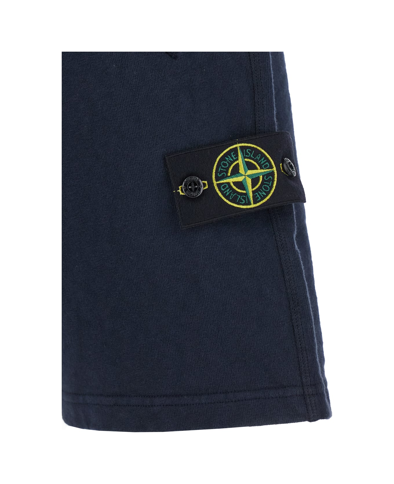Stone Island Blue Shorts With Elastic Drawstring Waist And Logo Patch On The Front In Cotton Man - Blue