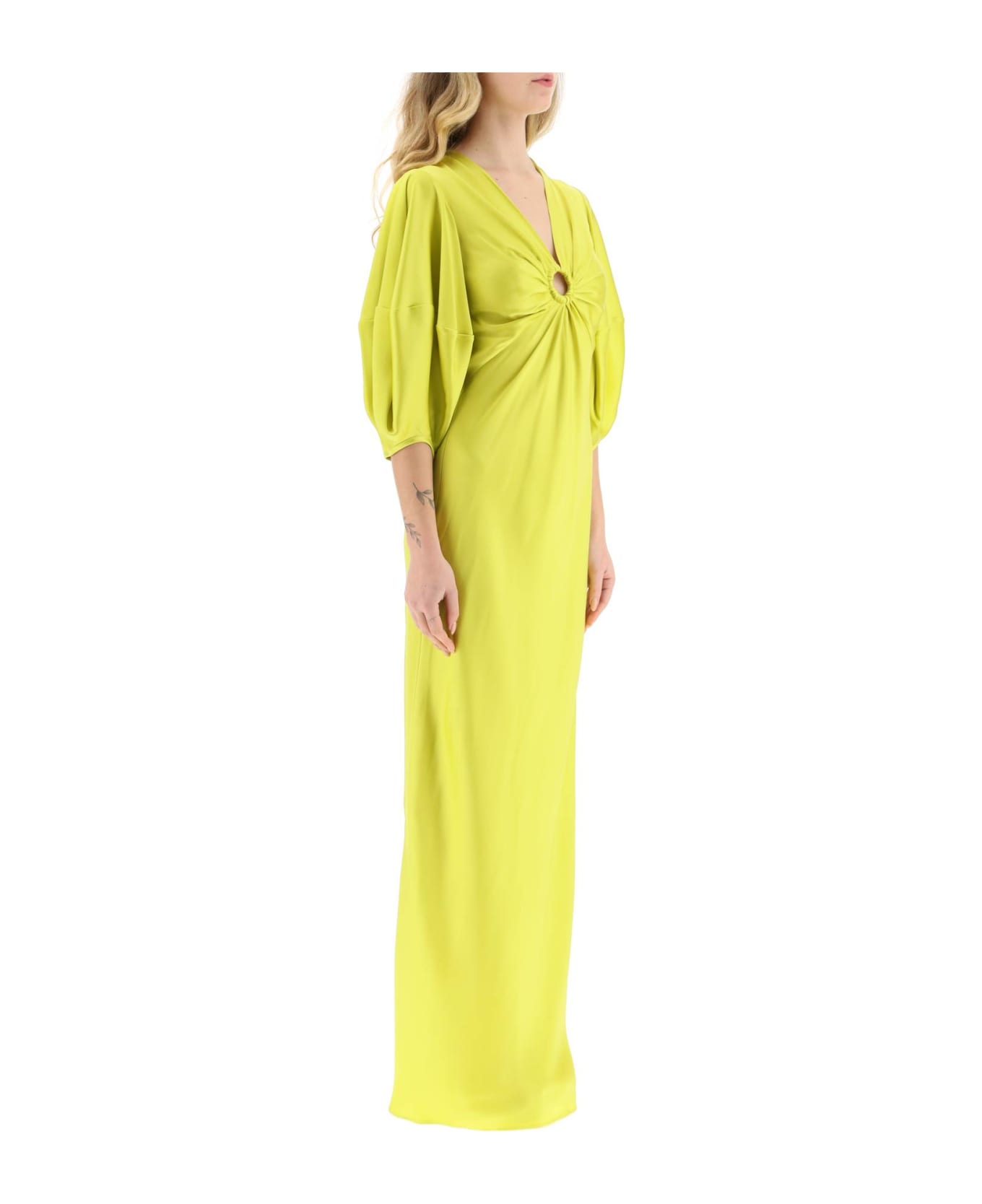 Stella McCartney Balloon-sleeved V-neck Long Dress - Lime ワンピース＆ドレス