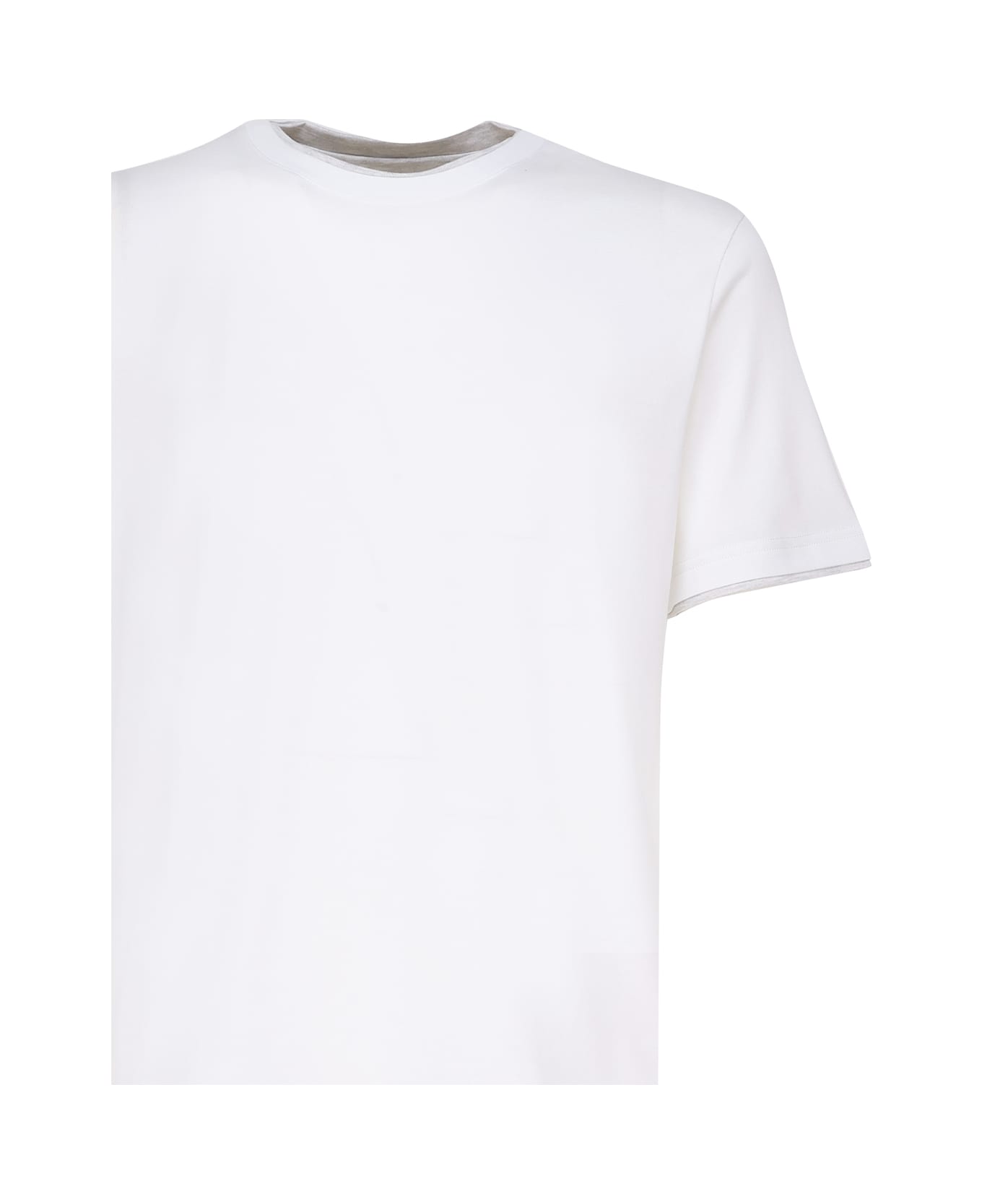 Eleventy Crew Neck T-shirt - White, Melange Lt. Gray