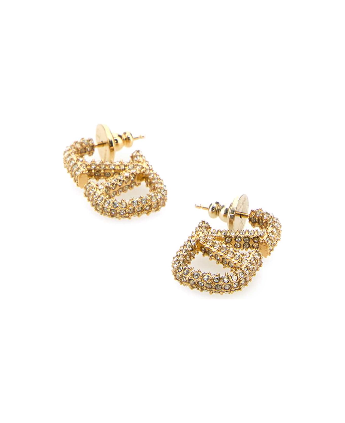 Valentino Garavani Embellished Metal Vlogo Signature Earrings - ORO18CRYSTALSILVERSHADE