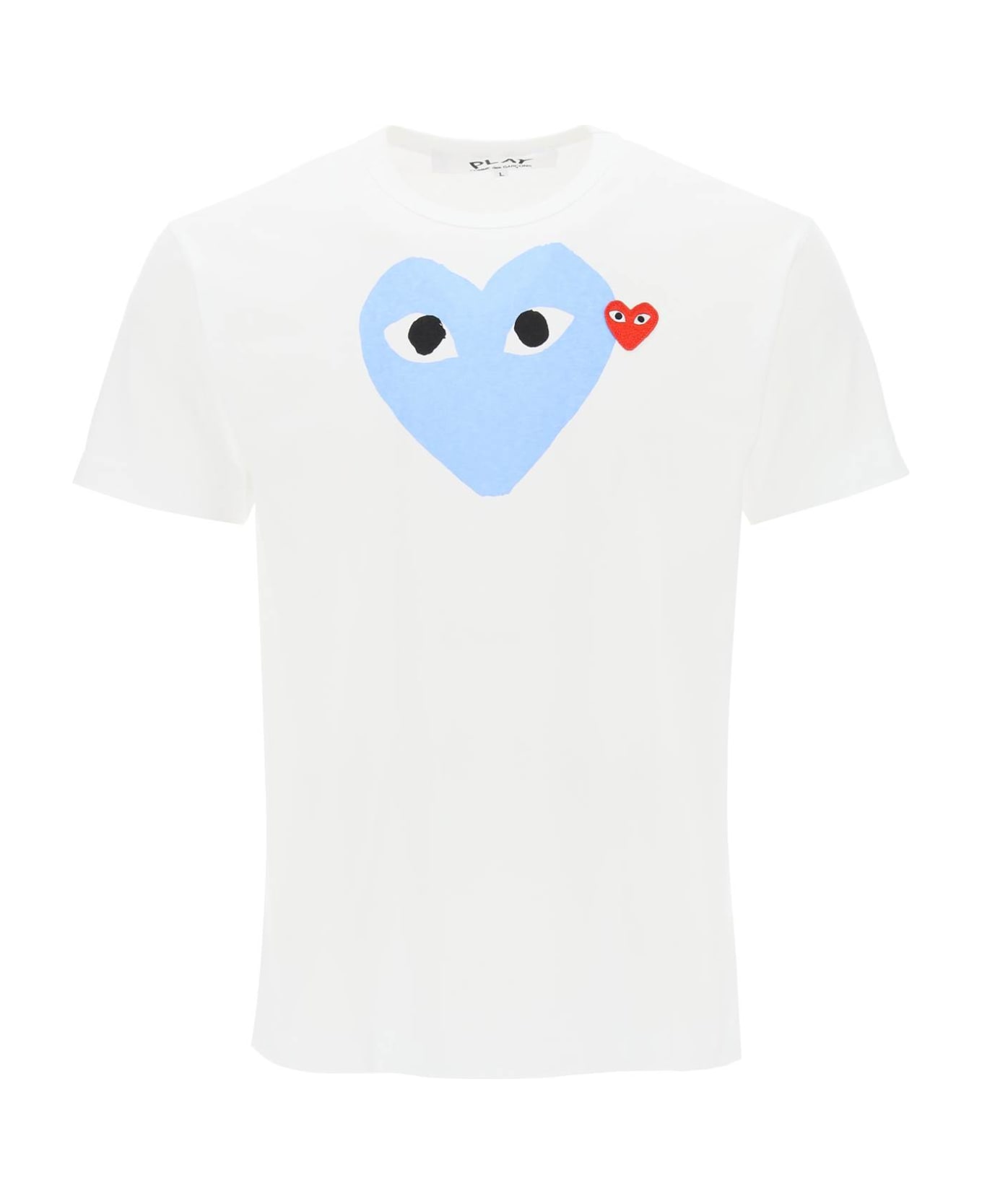 Comme des Garçons Play Heart Print Unisex T-shirt - BLUE (White)