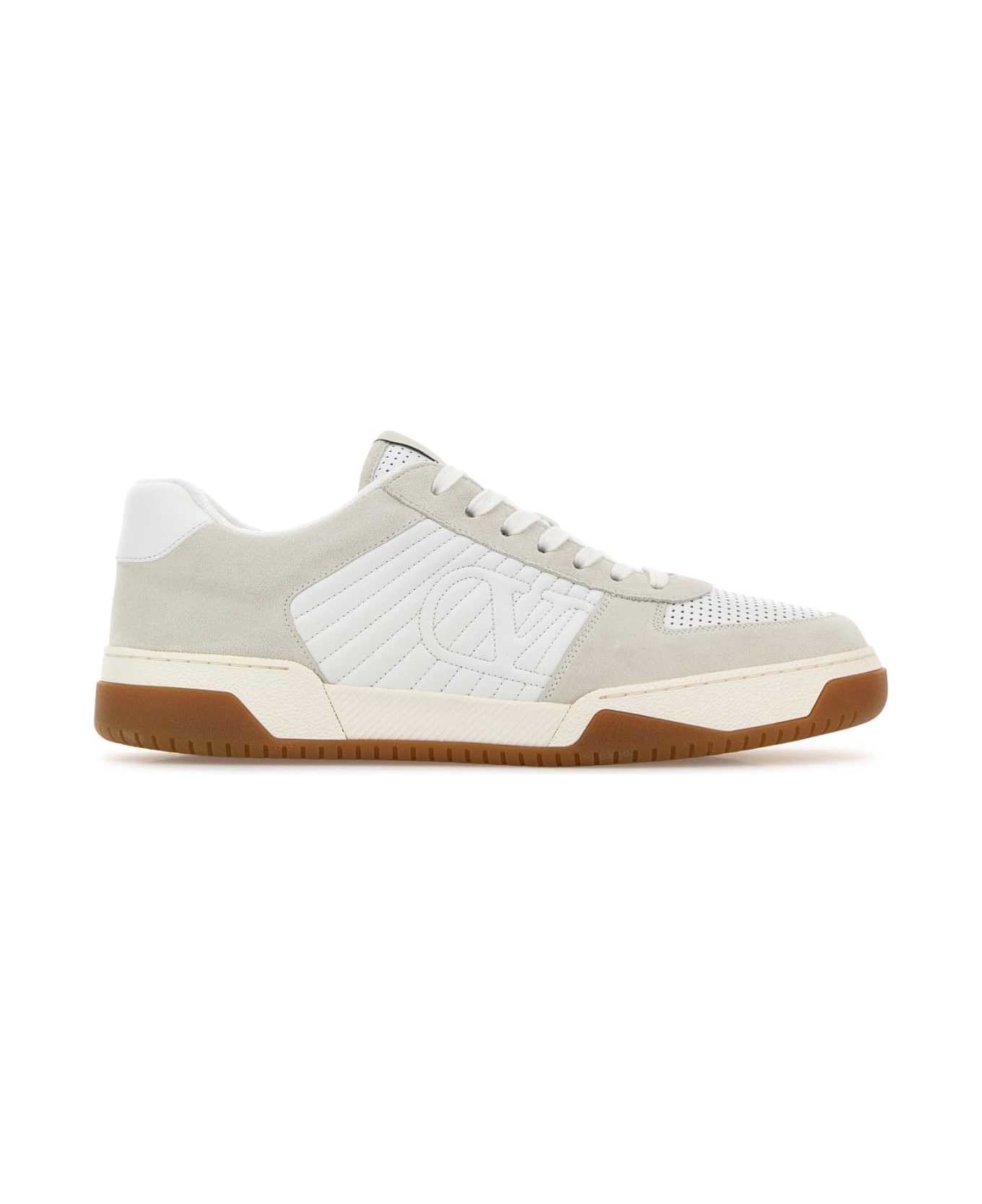 Valentino Garavani Two-tone Leather And Suede Sneakers - BIANCOBIANCOBIANCOBIAIVAMBRA