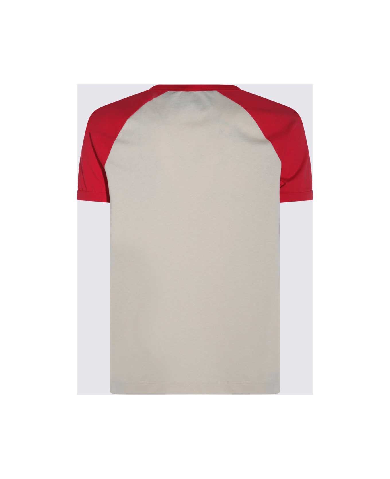 Valentino White And Red Cotton T-shirt - BUTTER-RED
