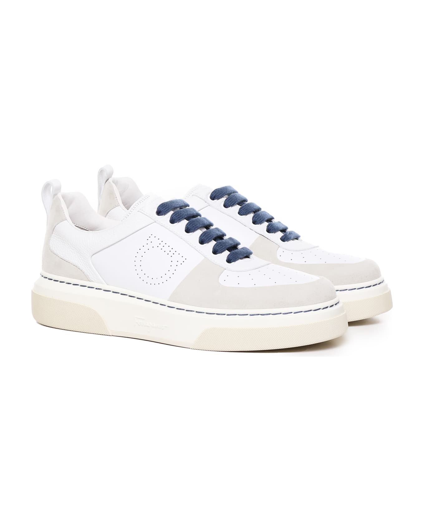 Ferragamo Sneakers In Calfskin - White