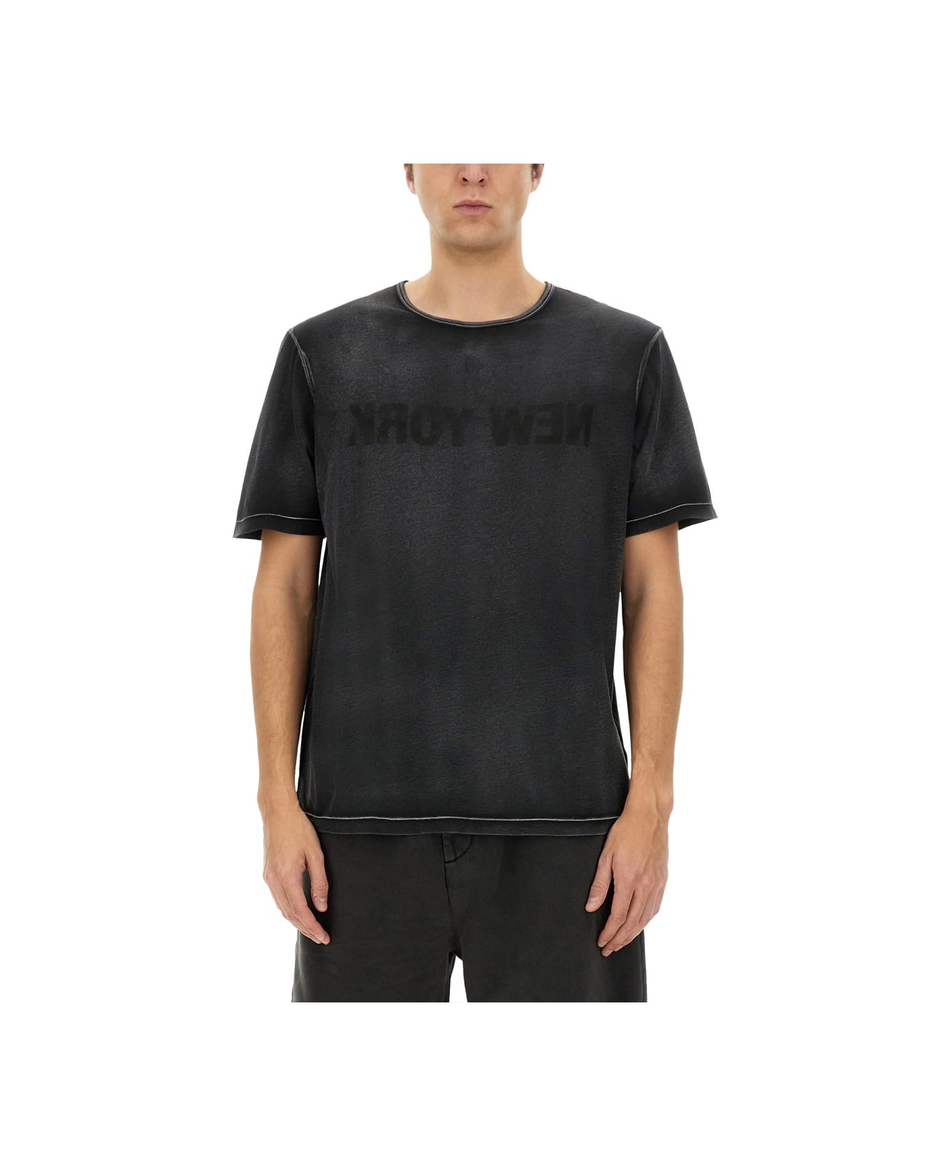 Helmut Lang "garment-dyed New York" T-shirt - BLACK