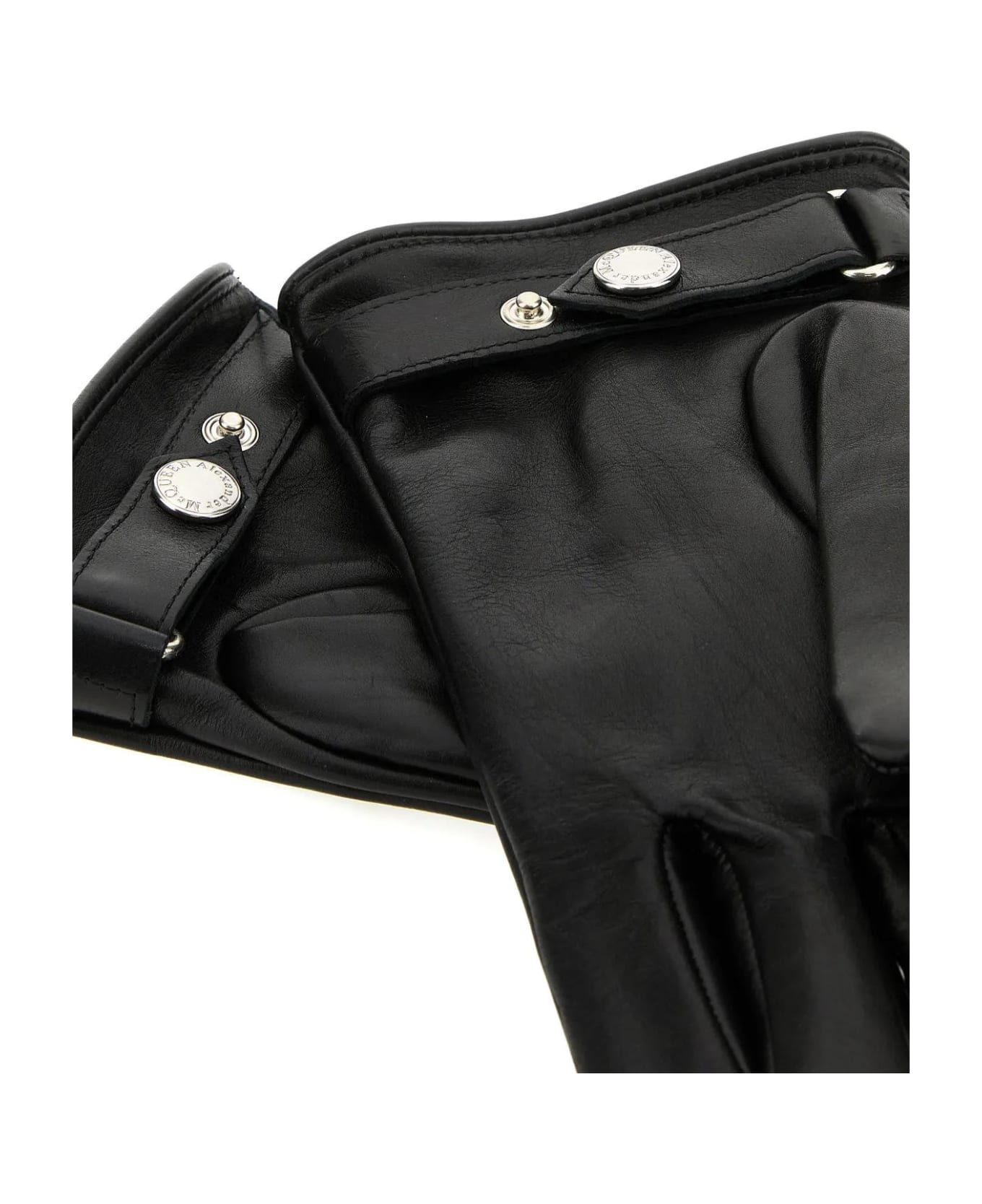 Alexander McQueen Black Leather Gloves - NERO