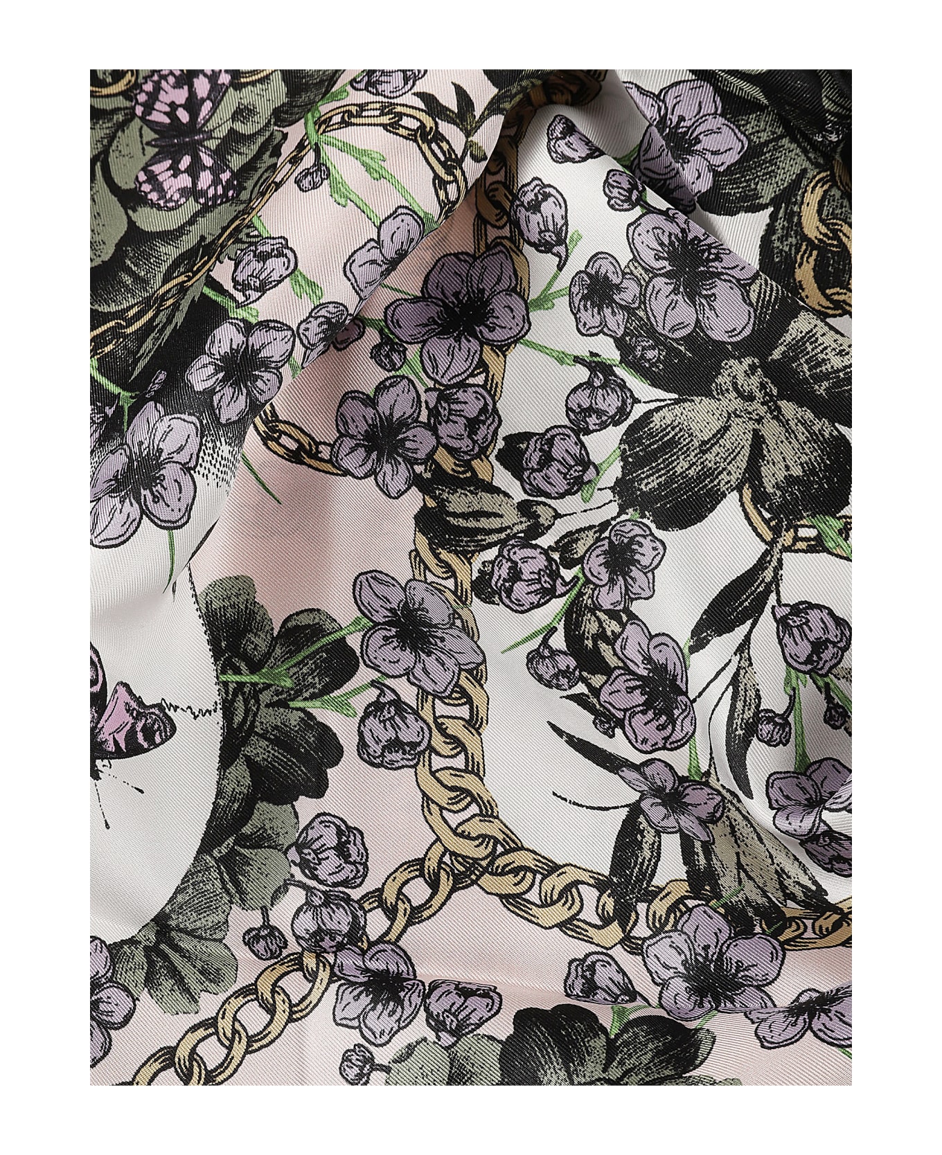 Alexander McQueen Blossom Skull Scarf - Kaki/Ivory