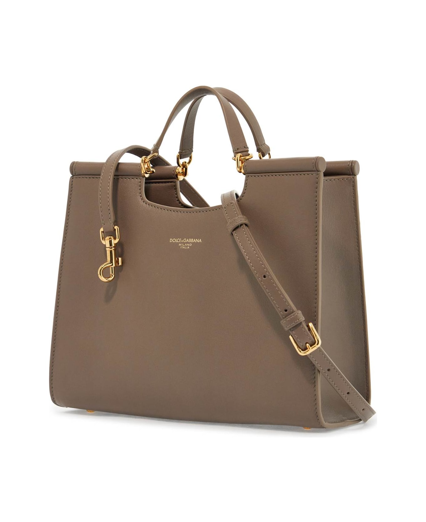 Dolce & Gabbana Beige Calfskin Tote Bag With Adjustable Shoulder Strap - GREIGE (Beige)