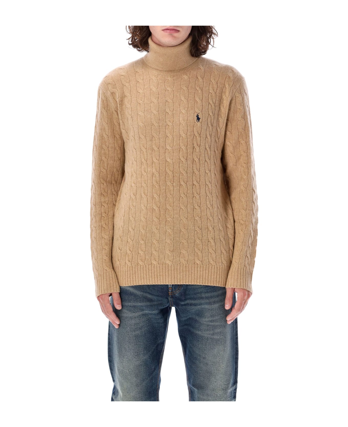 Polo Ralph Lauren Logo Turtleneck Sweater - Camel Melange