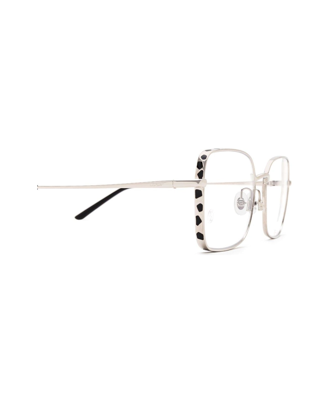 Cartier Eyewear Square Frame Glasses - 002 silver silver transpa