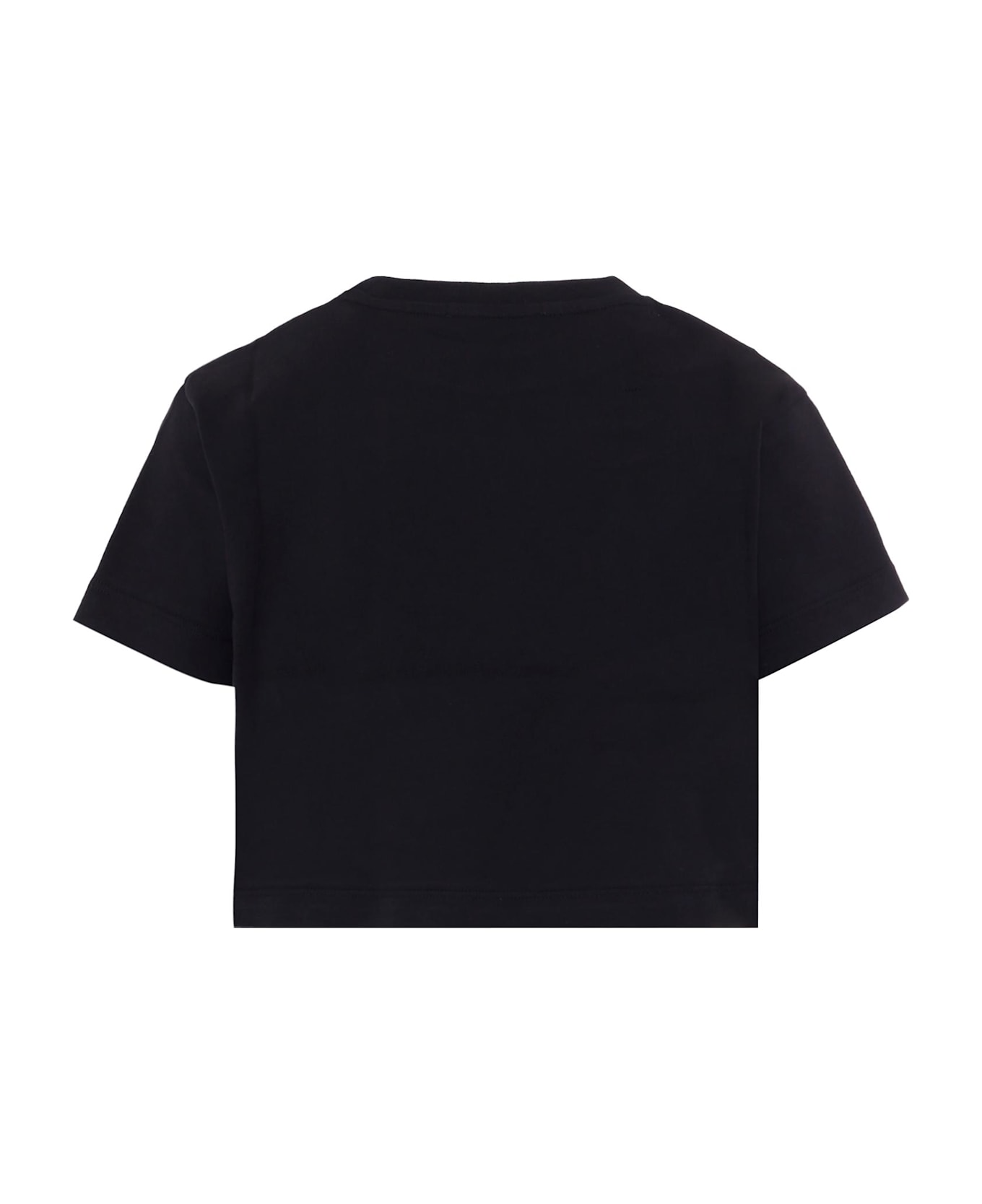 Balmain Black Crop T-shirt For Girl With Logo - Black