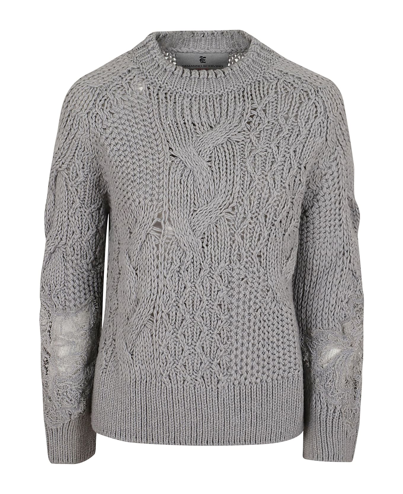 Ermanno Scervino Long Sleeve Round Neck Sweater - Melange G