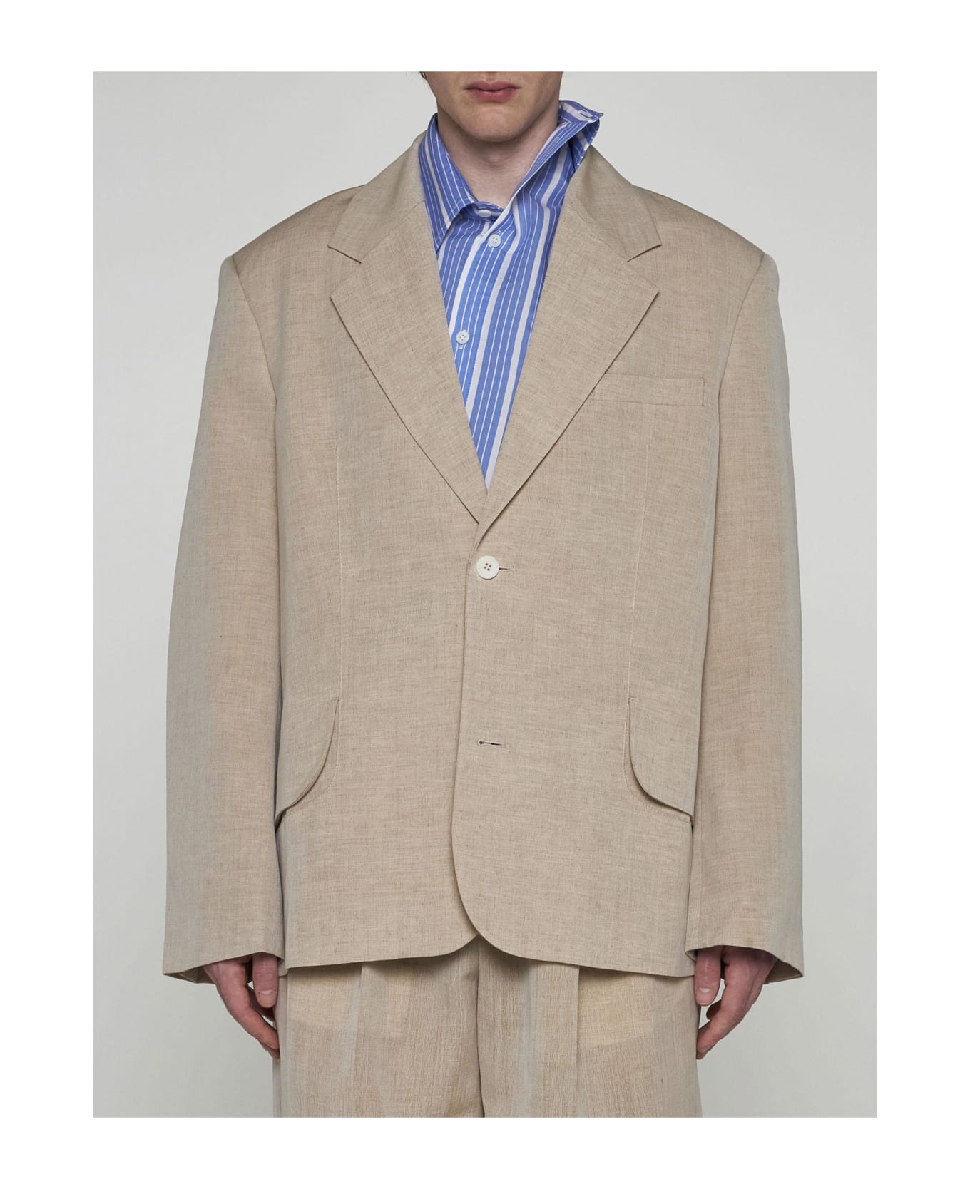 Jacquemus Titolo Linen And Wool Single-breasted Blazer - Beige