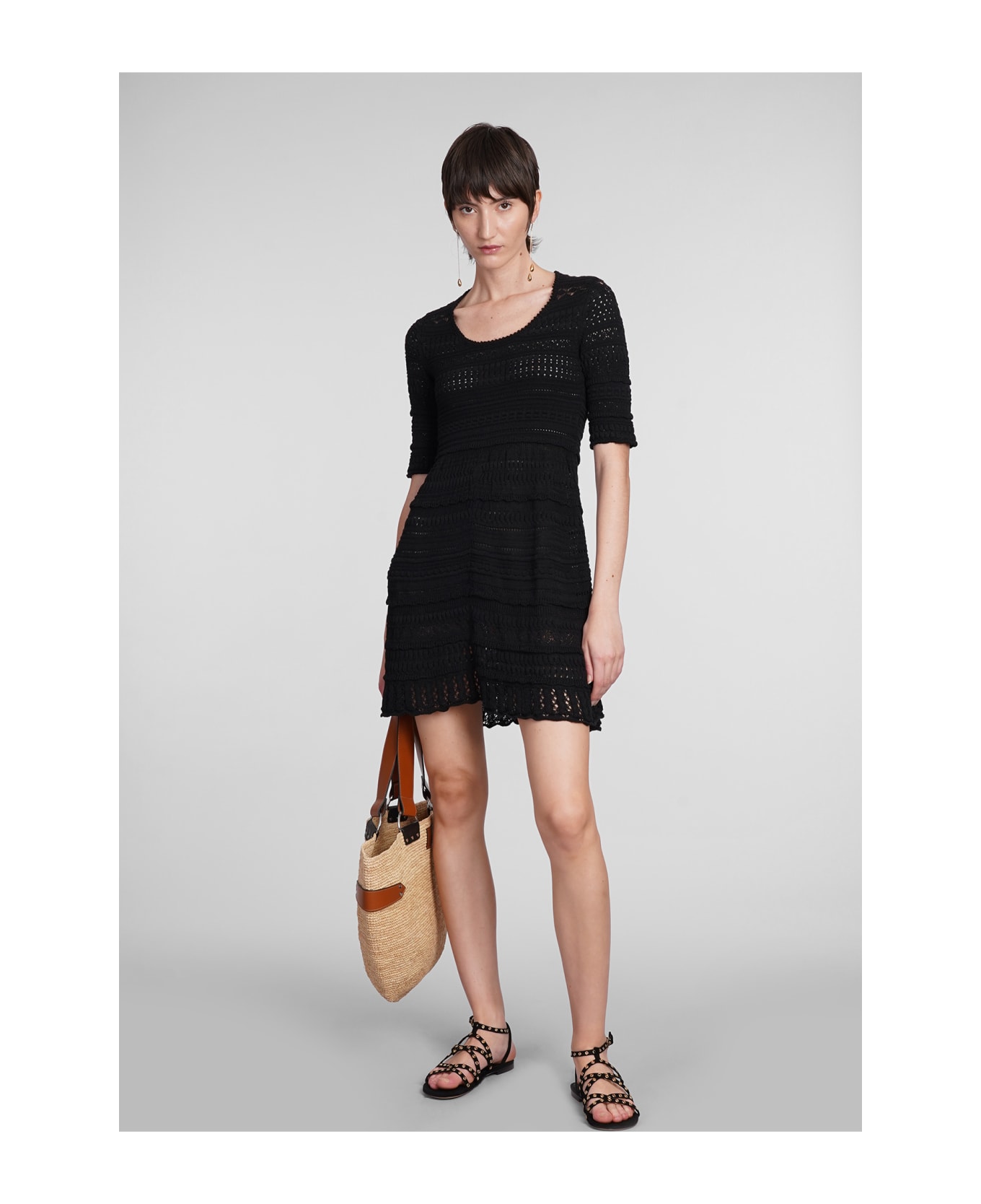 Marant Étoile Embroidered Cotton Dress - black ワンピース＆ドレス