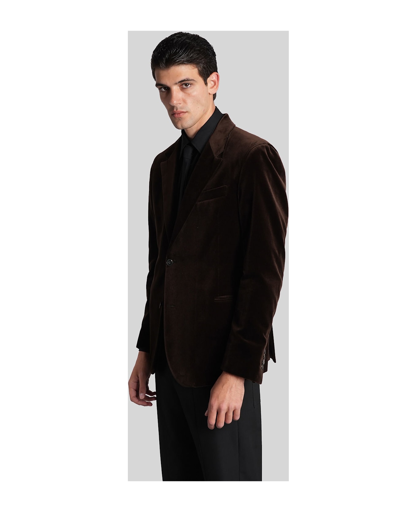Emporio Armani Blazer In Brown Cotton - brown