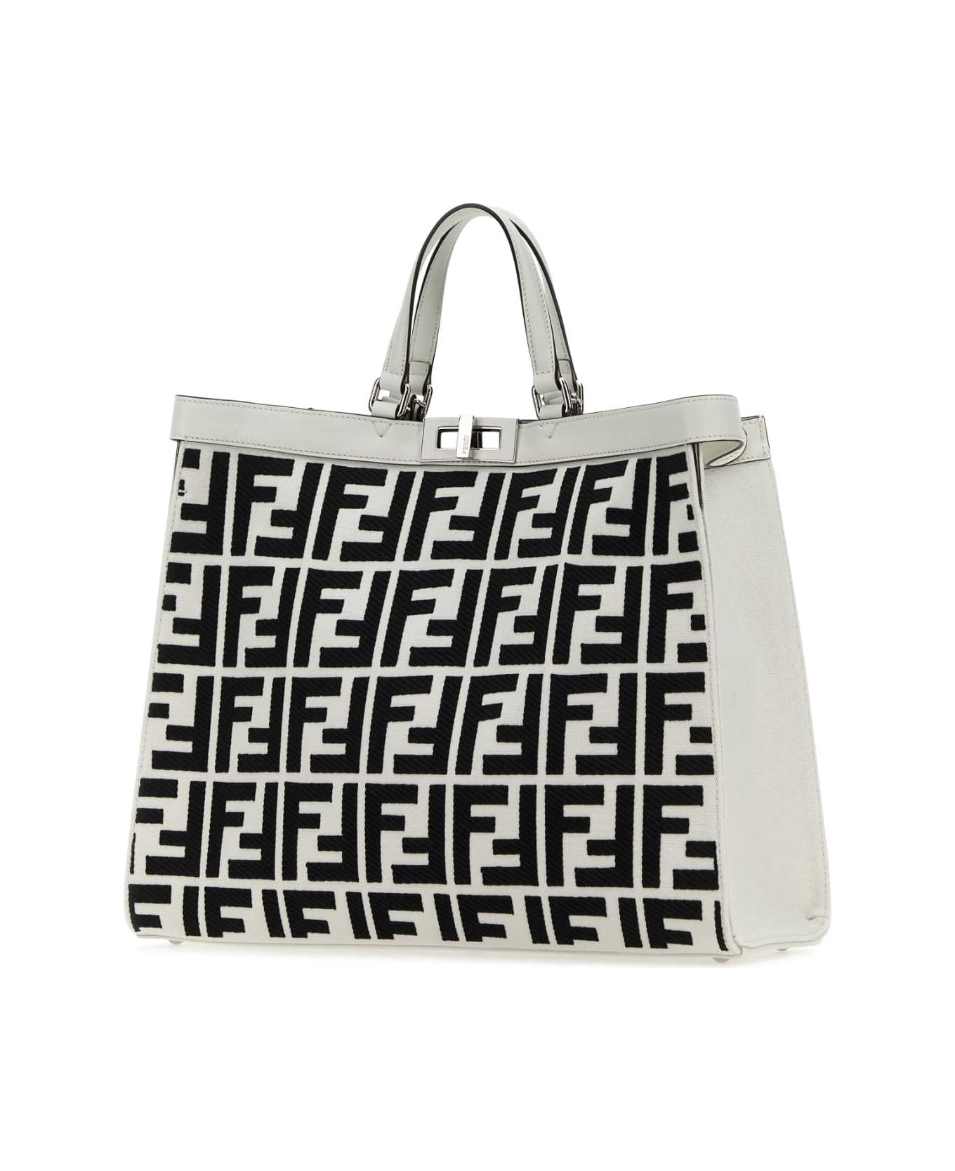 Fendi Embroidered Fabric X-tote Shopping Bag - WHITERICENEROP