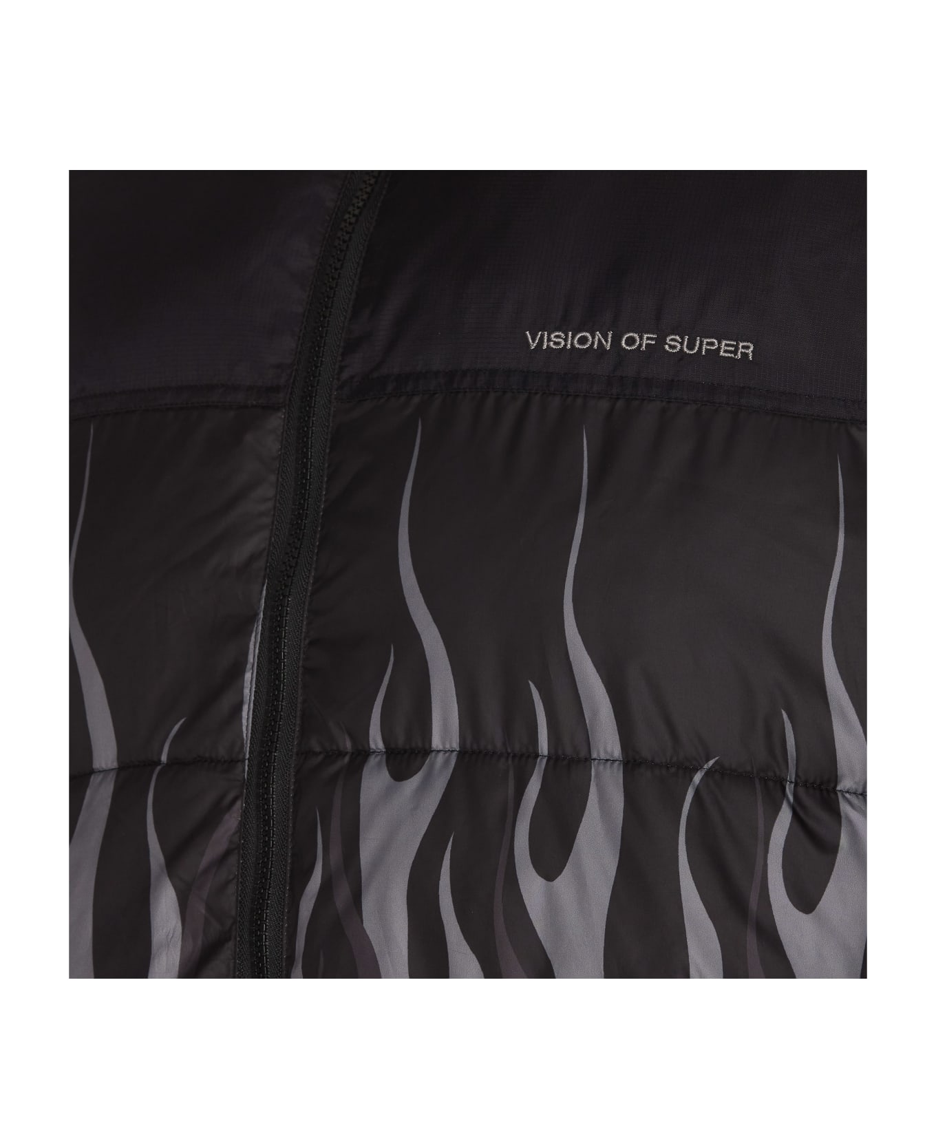 Vision of Super Puffy Down Jacket With Black Flames - Black