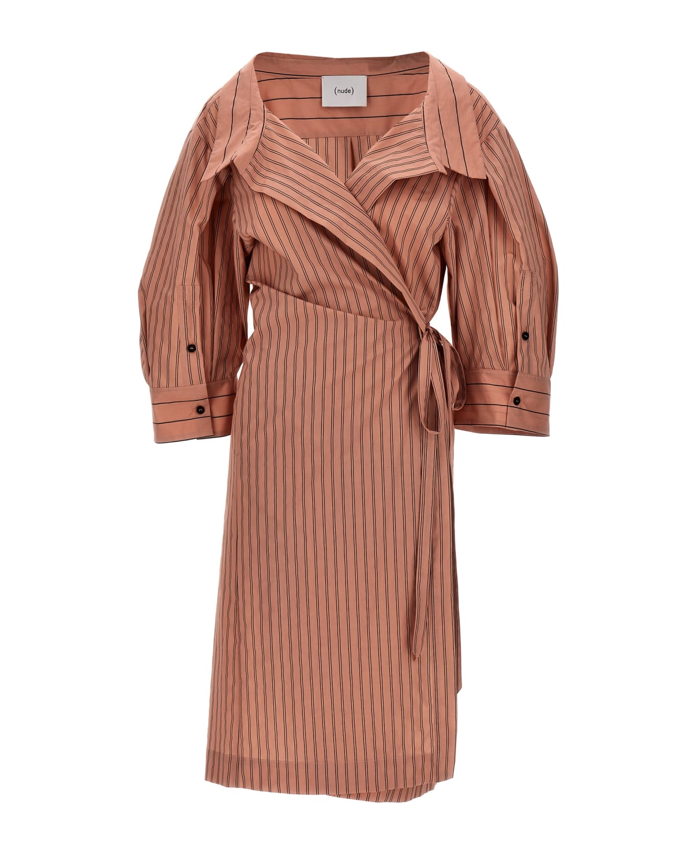 (nude) Striped Shirt Dress - Pink コート