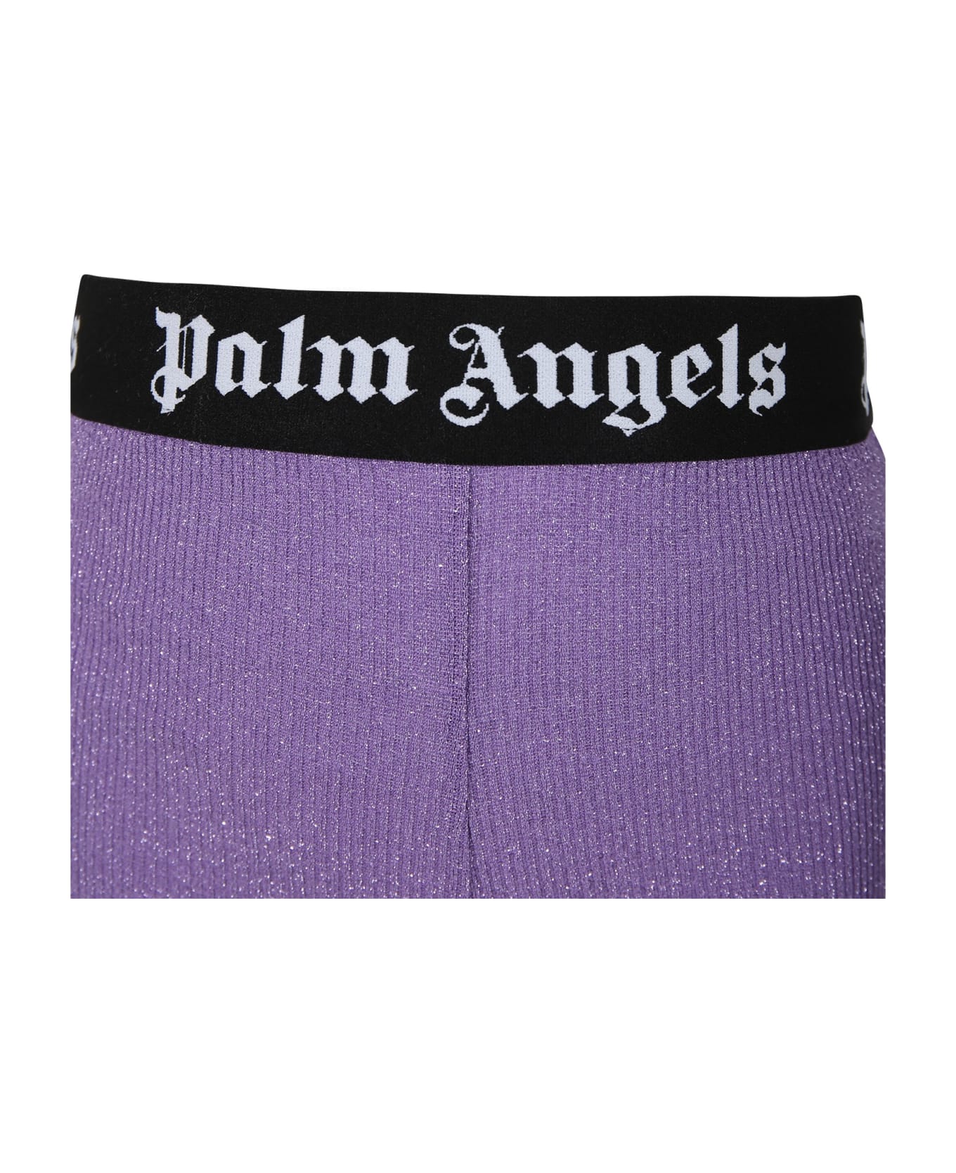 Palm Angels Purple Leggings For Girl With Logo - Violet ボトムス