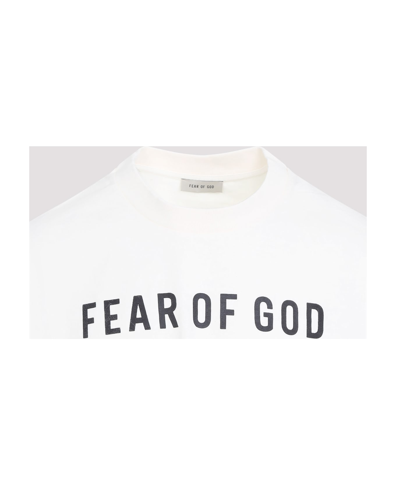 Fear of God Logo Black Print T-shirt - Cream