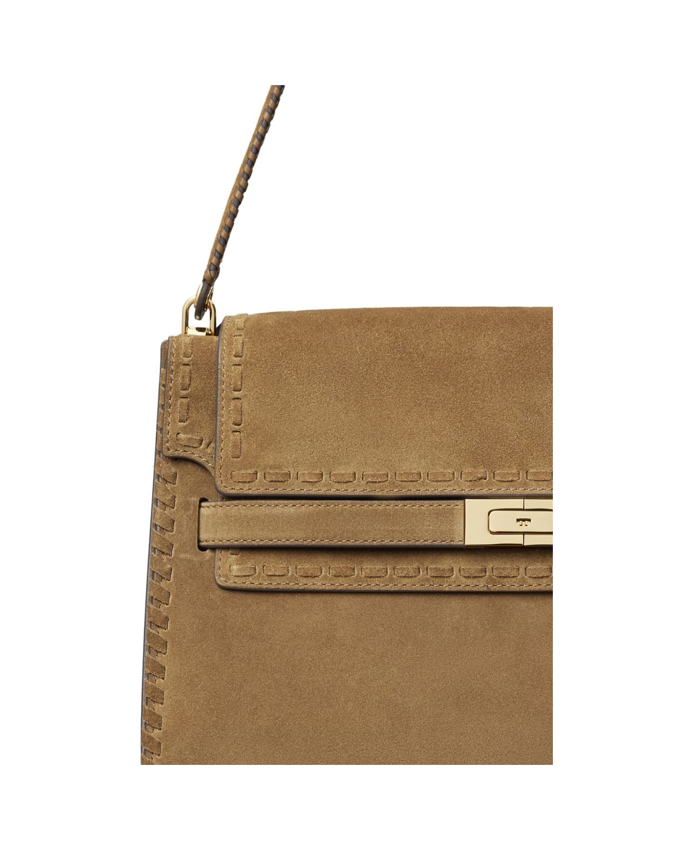 Tory Burch Lee Radziwill Suede Leather Shoulder Bag - Marrone chiaro