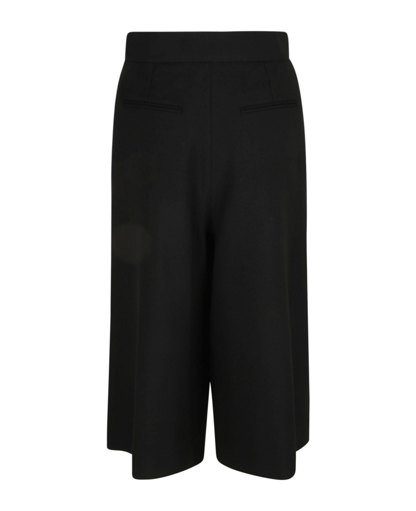 Saint Laurent Button Embellished Wide Leg Cropped Polo Trousers - Black
