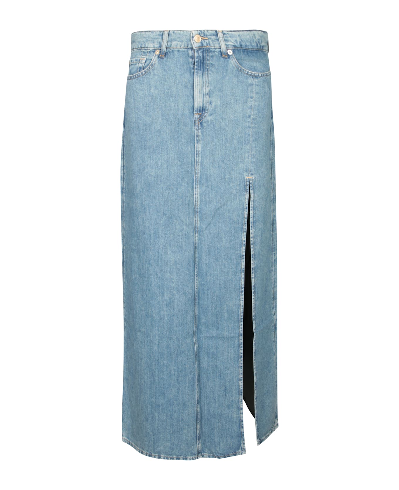 7 For All Mankind Celeste Denim Long Skirt - Blue