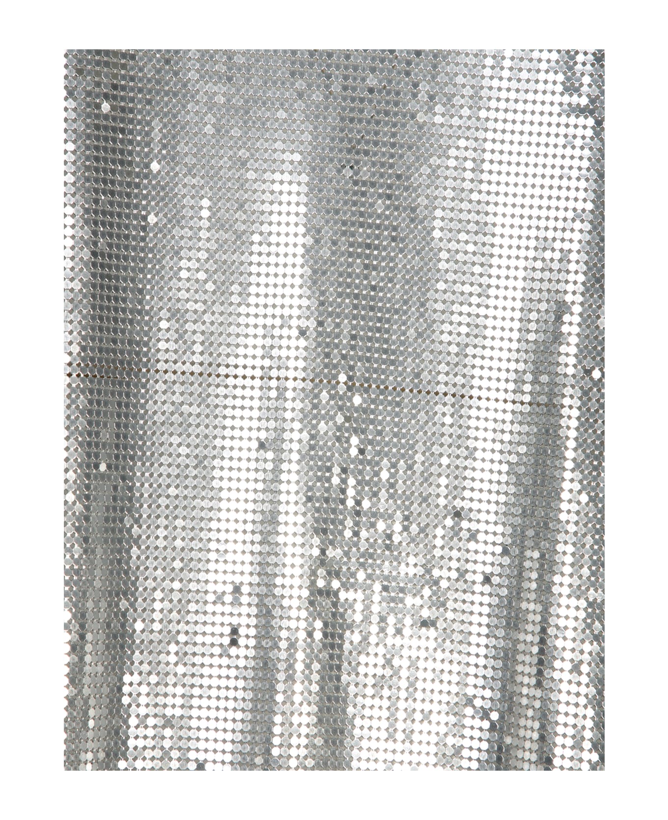 Paco Rabanne Metallic Sleeveless Top With Spaghetti Straps And Chainmail In Tech Fabric Woman - Metallic
