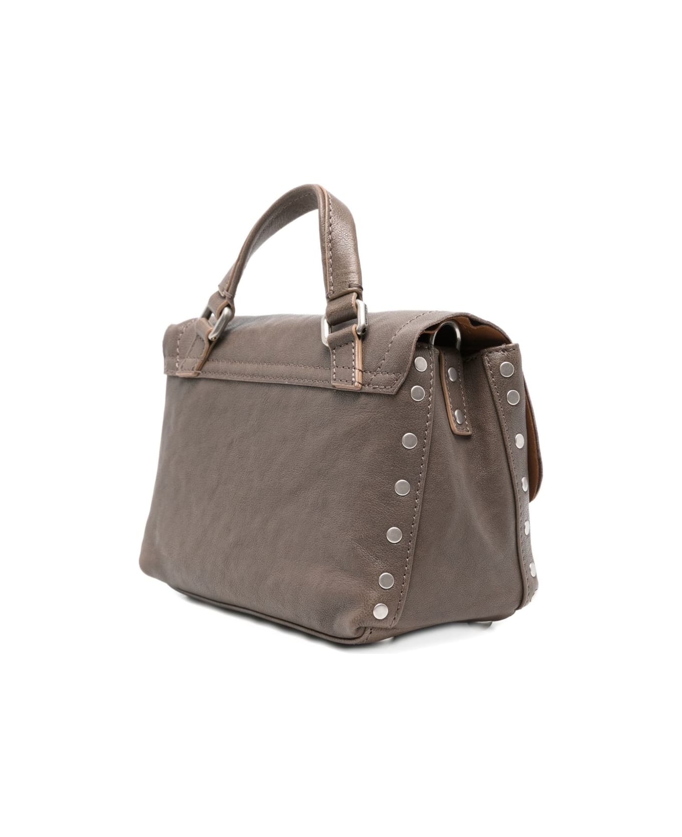 Zanellato Postina Tabacco Baby Leather Handbag - Grey