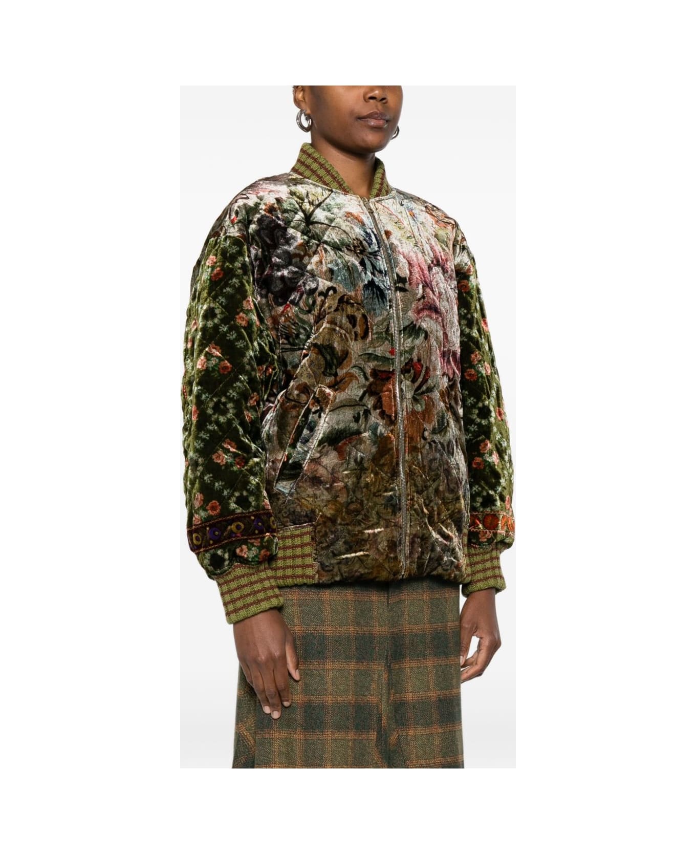 Pierre-Louis Mascia Printed Silk Blend Bomber Jacket - Beige