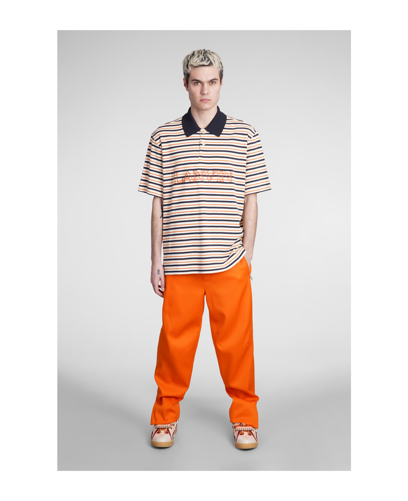 Lanvin Polo In Beige Cotton - Ecru/multicolour ポロシャツ