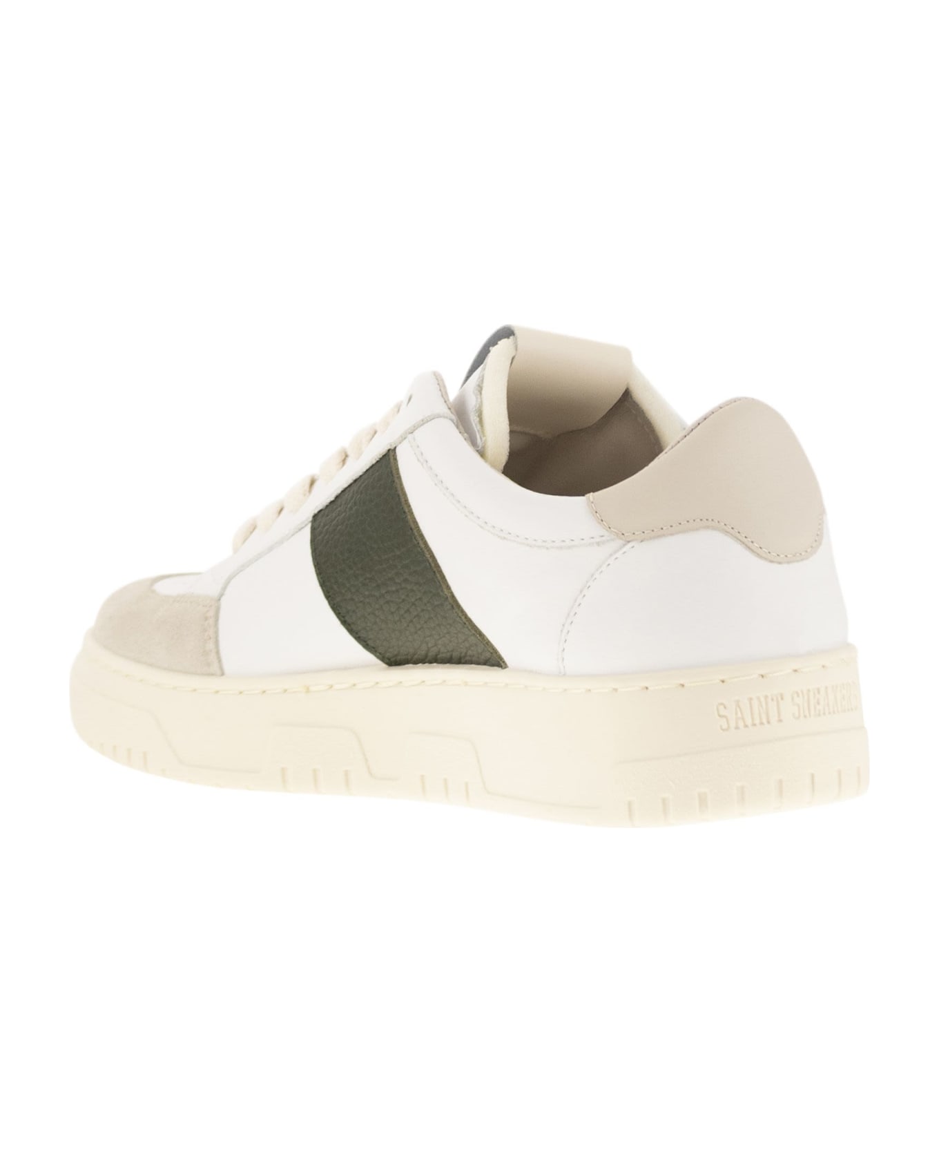 Saint Sneakers Sail - Leather And Suede Trainers - White/green