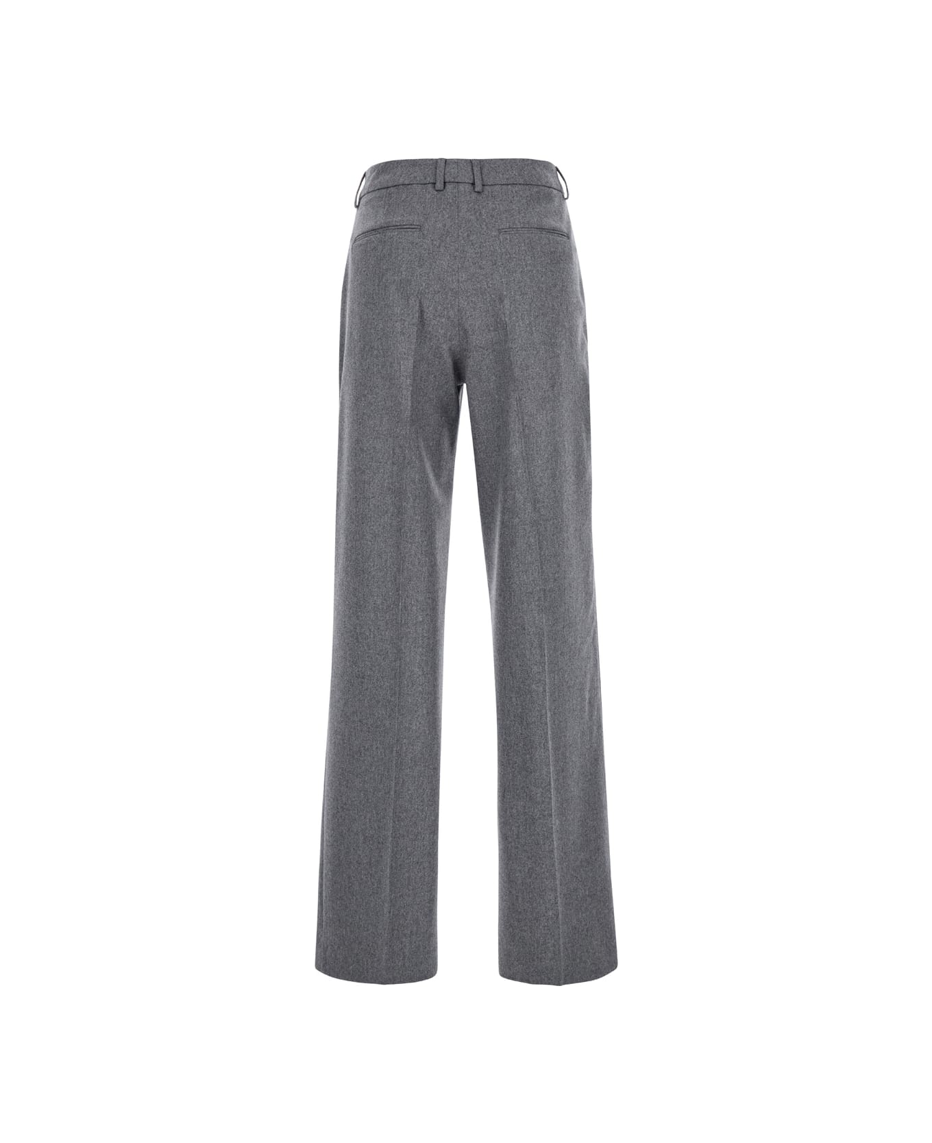 PT Torino 'lola' Grey Pants With Pleated Details In Virgin Wool Blend Woman - Grey