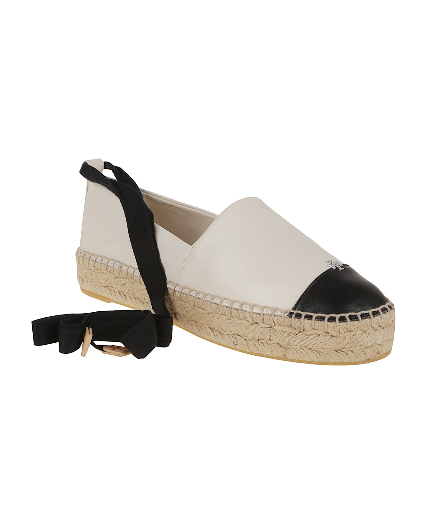 Tory Burch Cap-toe Espadrille - Light Cream Perfect Black